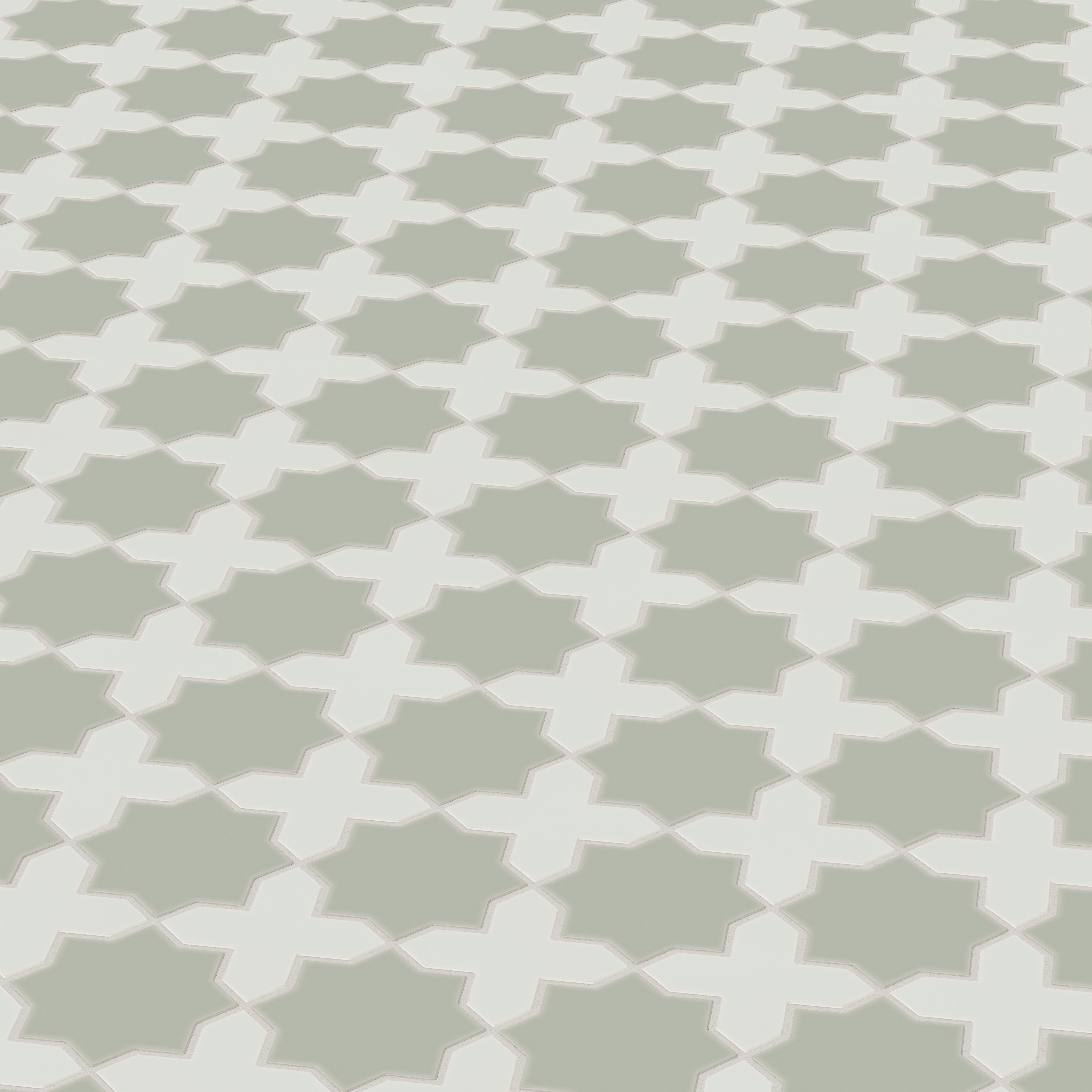 Mini Star & Cross Original Ceramic Tile in Rosemary Matte & Overcast Matte