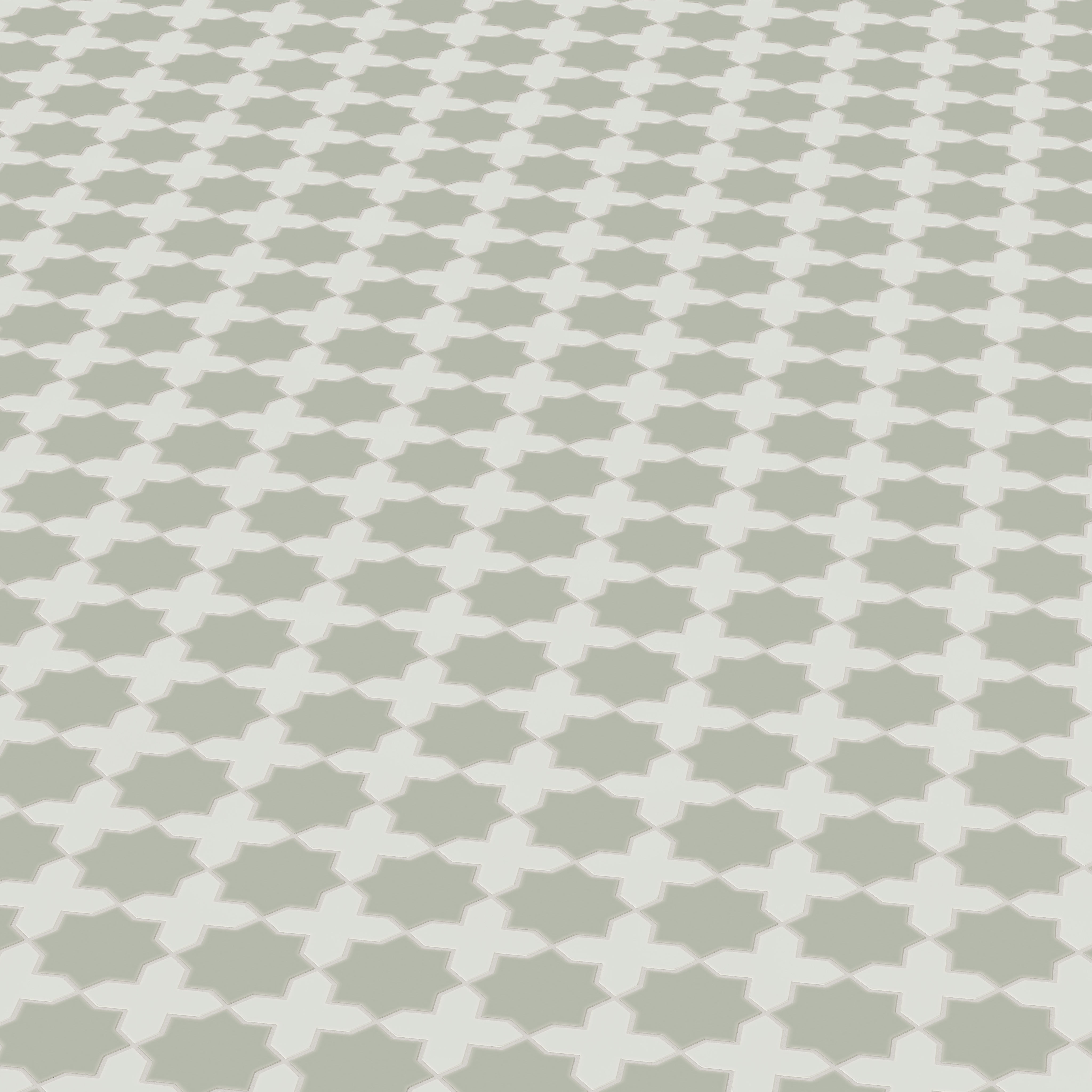 Mini Star & Cross Original Ceramic Tile in Rosemary Matte & Overcast Matte