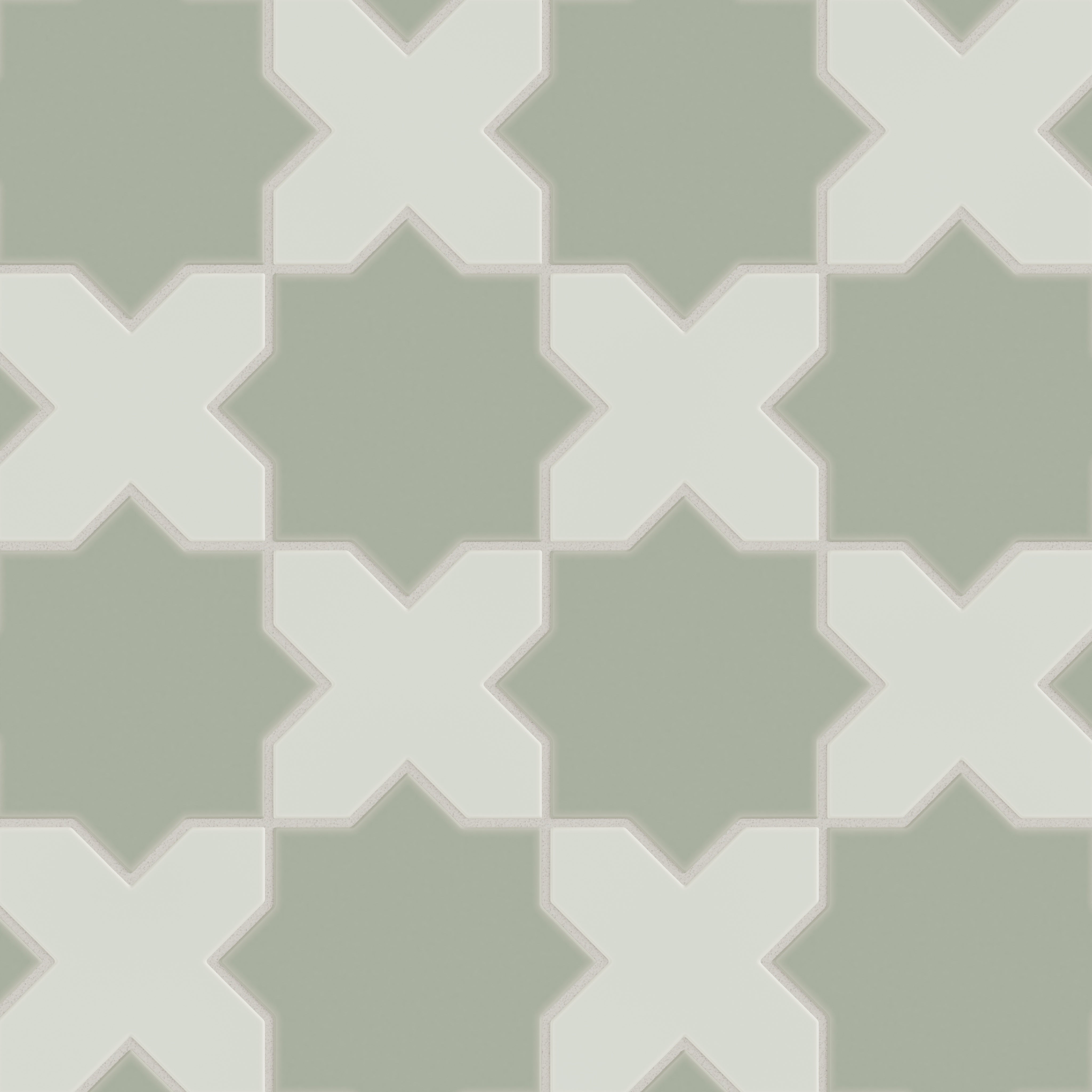 Star & Cross Original Ceramic Tile in Rosemary Matte & Overcast Matte