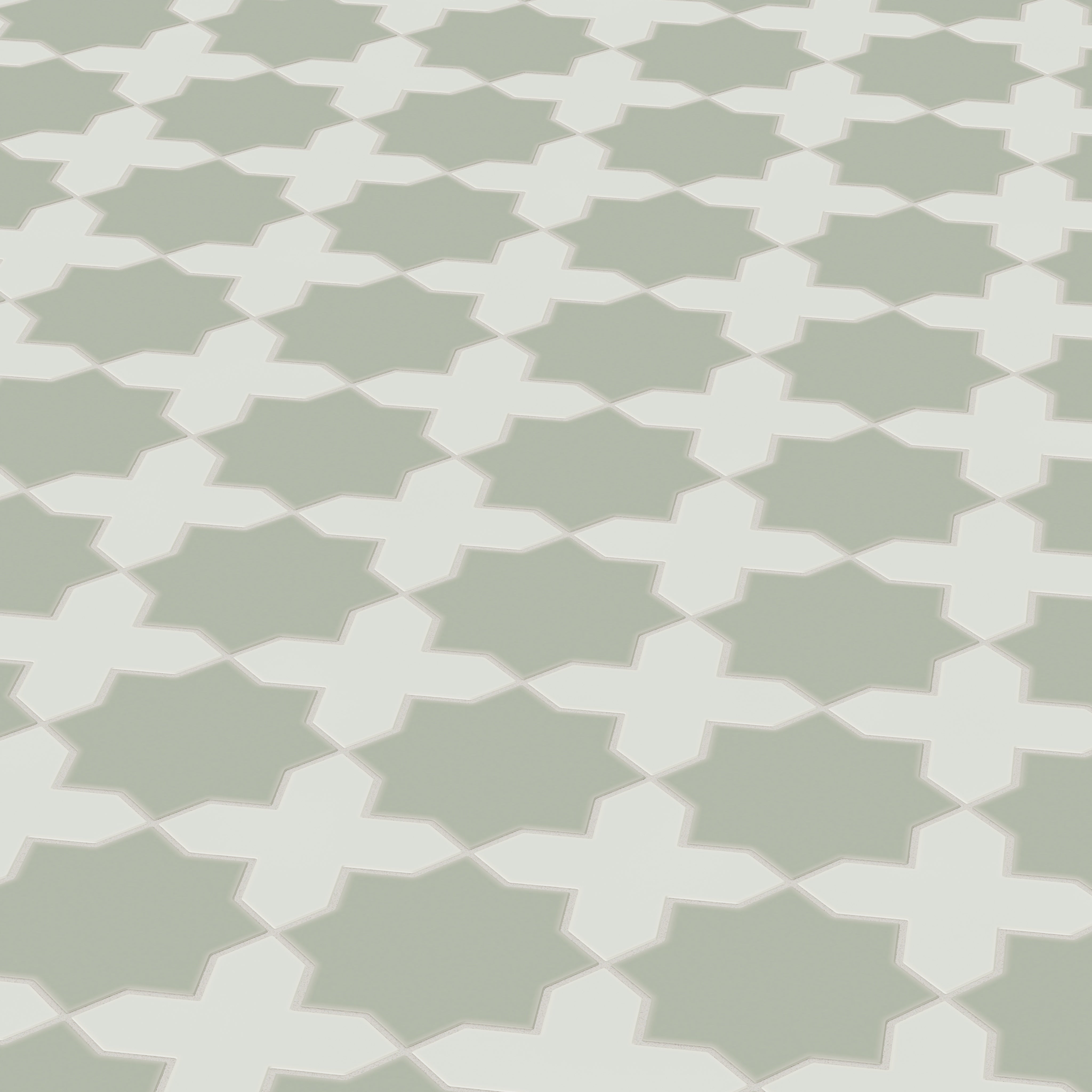 Star & Cross Original Ceramic Tile in Rosemary Matte & Overcast Matte
