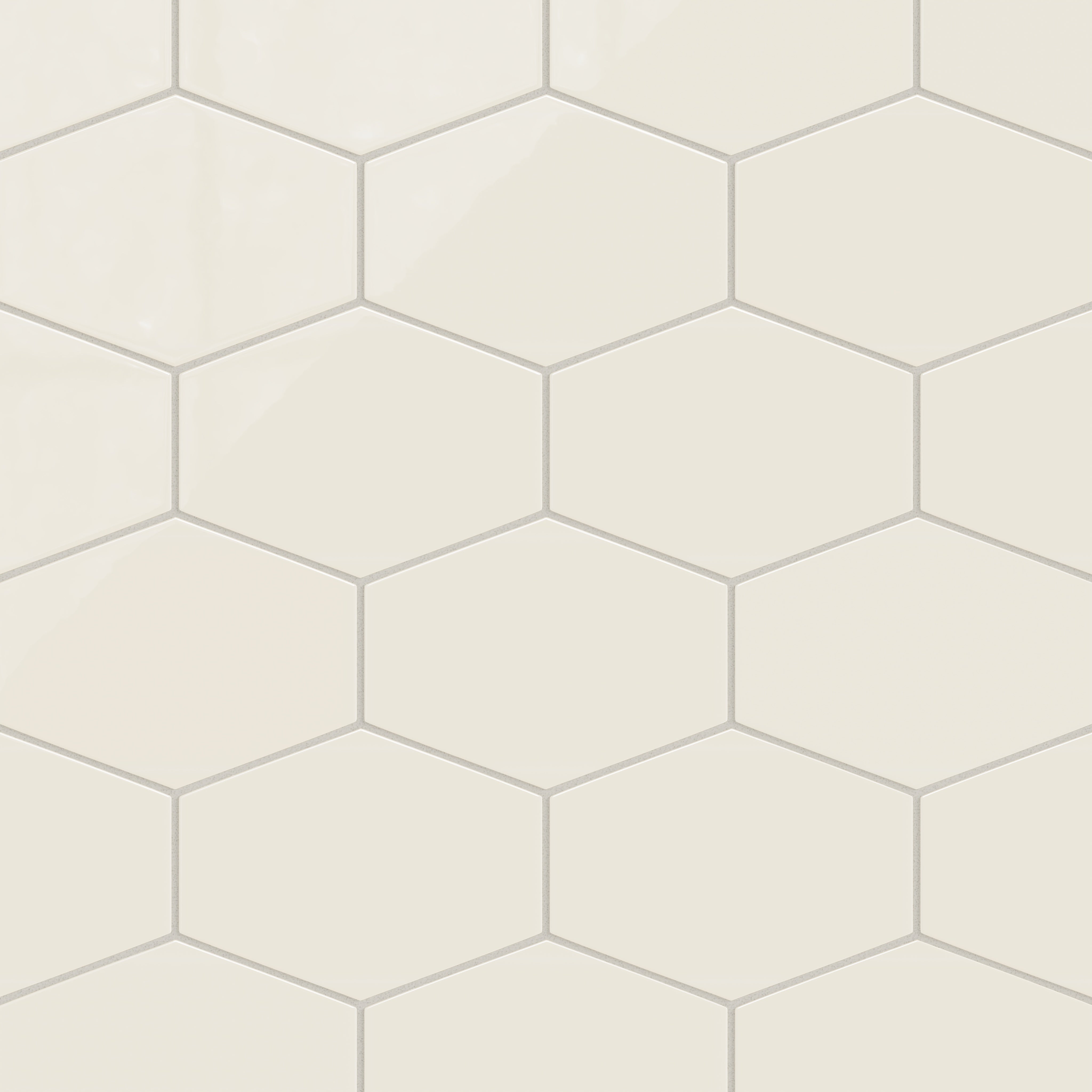 Elongated Hexagon Natural Press Ceramic Tile in Salt Creek Gloss