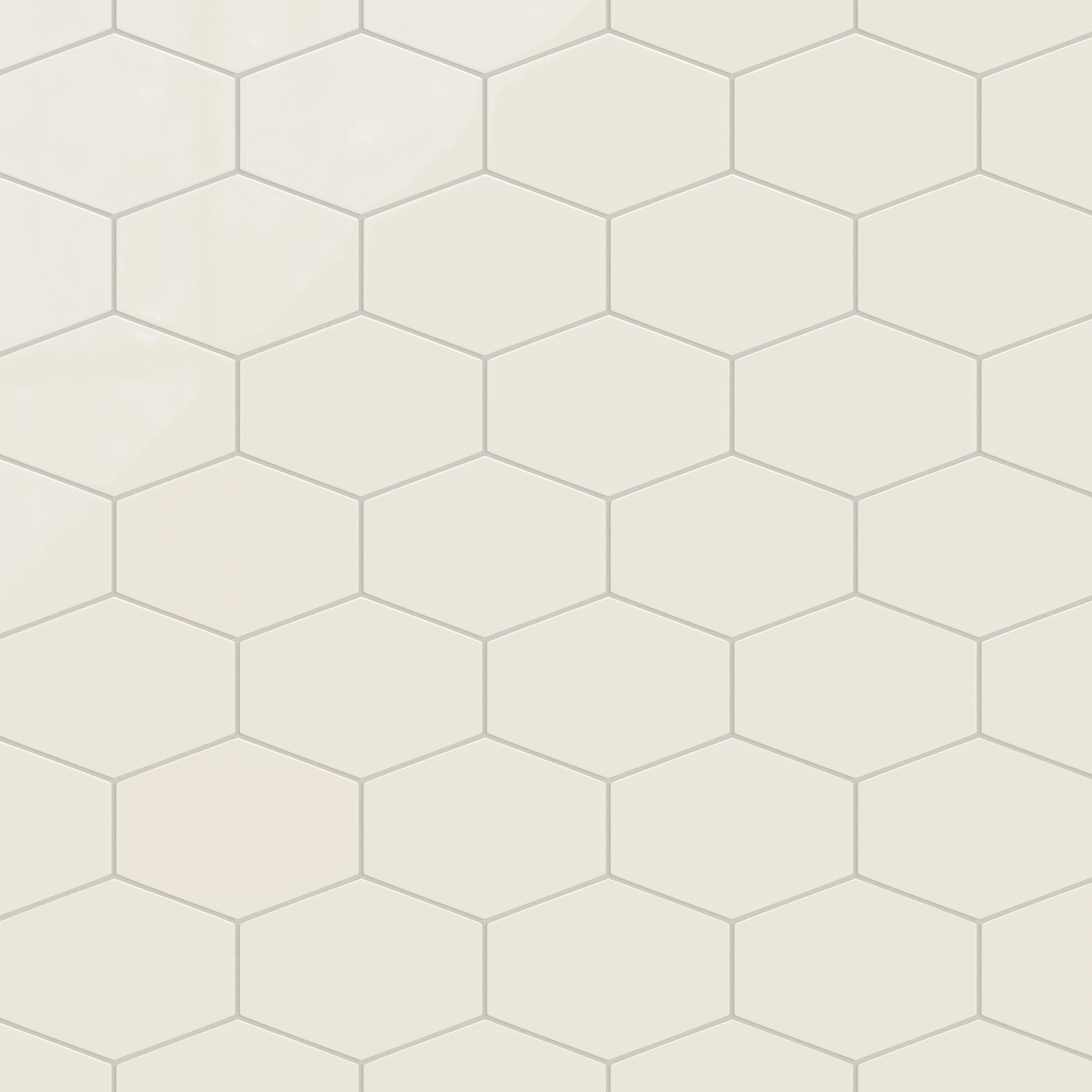 Elongated Hexagon Natural Press Ceramic Tile in Salt Creek Gloss