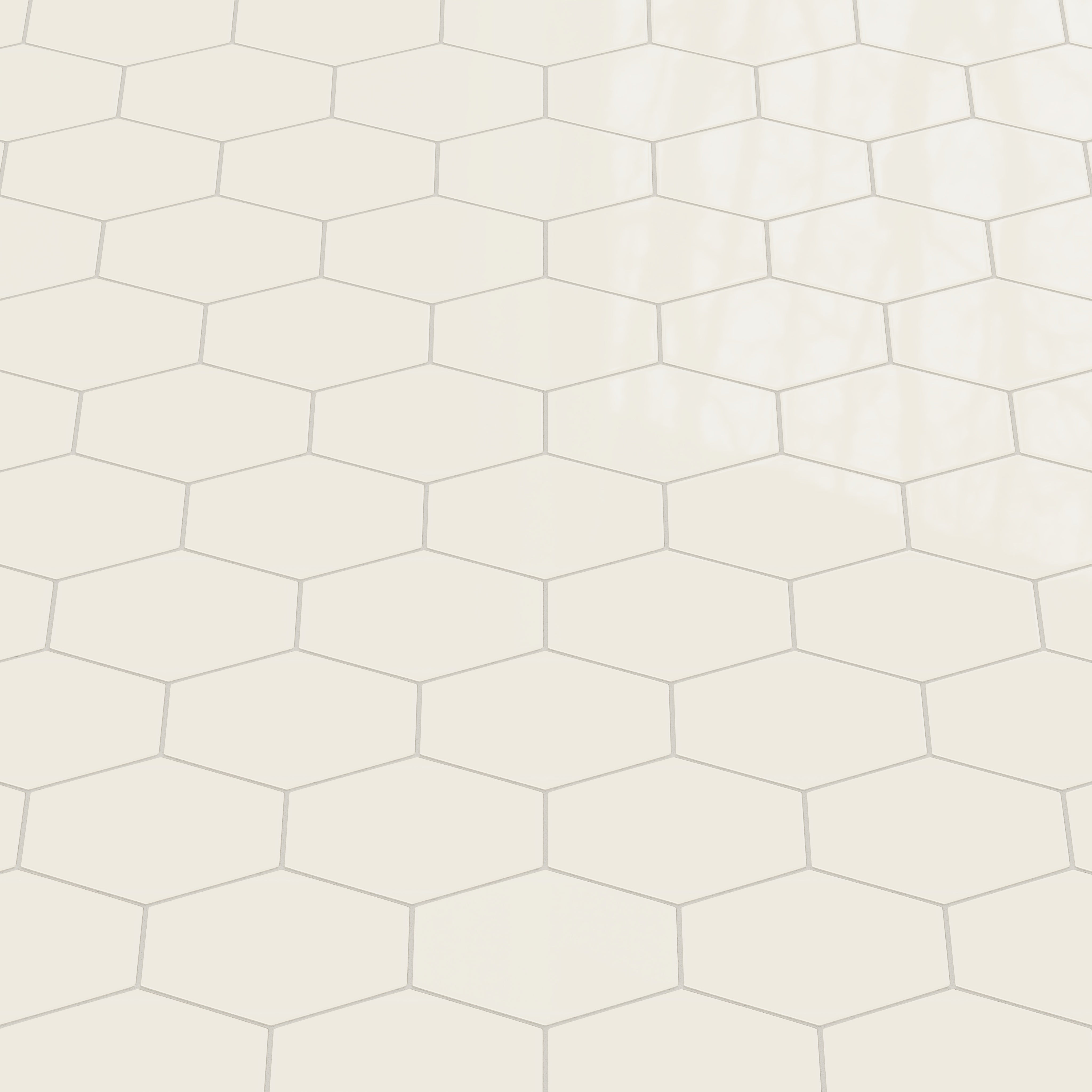 Elongated Hexagon Natural Press Ceramic Tile in Salt Creek Gloss
