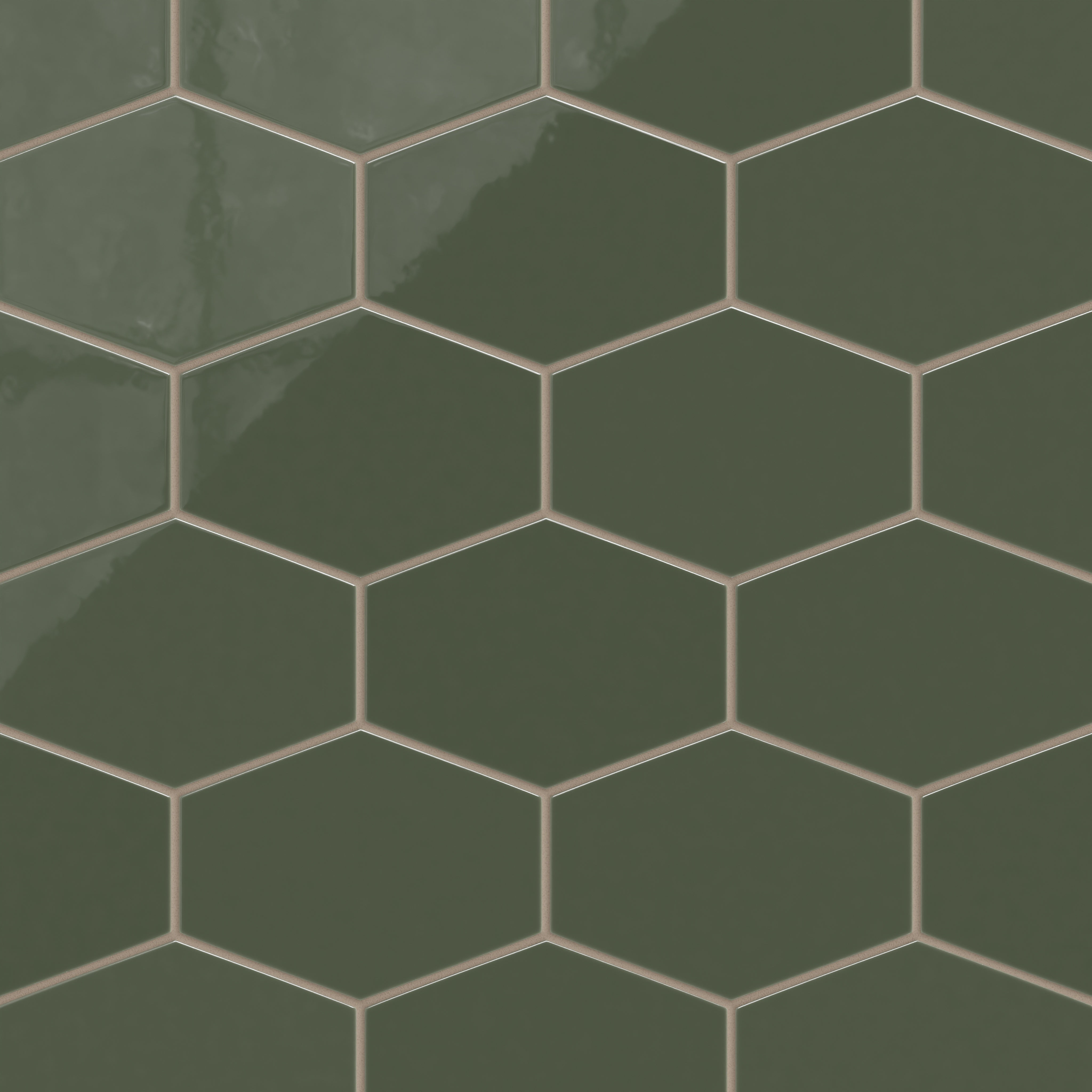 Elongated Hexagon Natural Press Ceramic Tile in San Juan Gloss