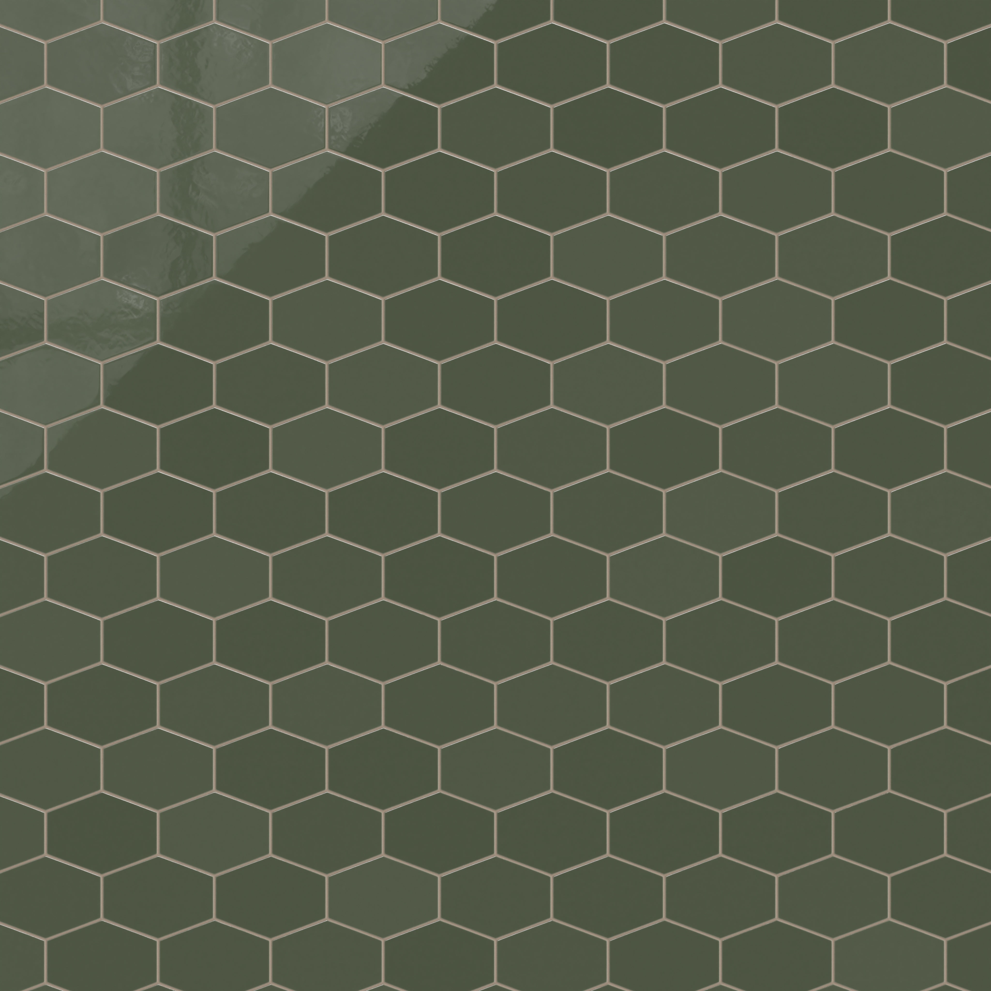 Elongated Hexagon Natural Press Ceramic Tile in San Juan Gloss