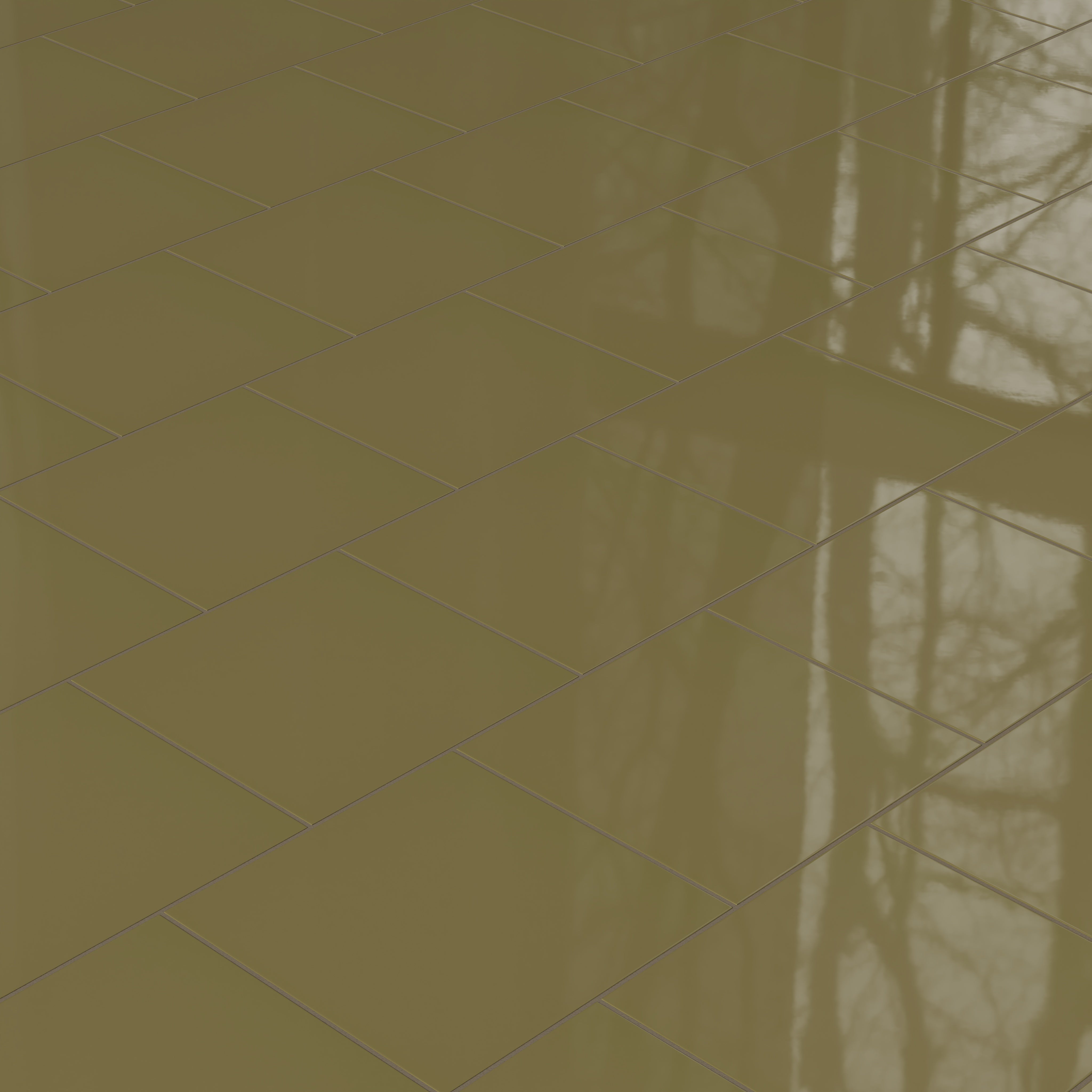 12x12 Natural Press Ceramic Tile in Sap Green Gloss