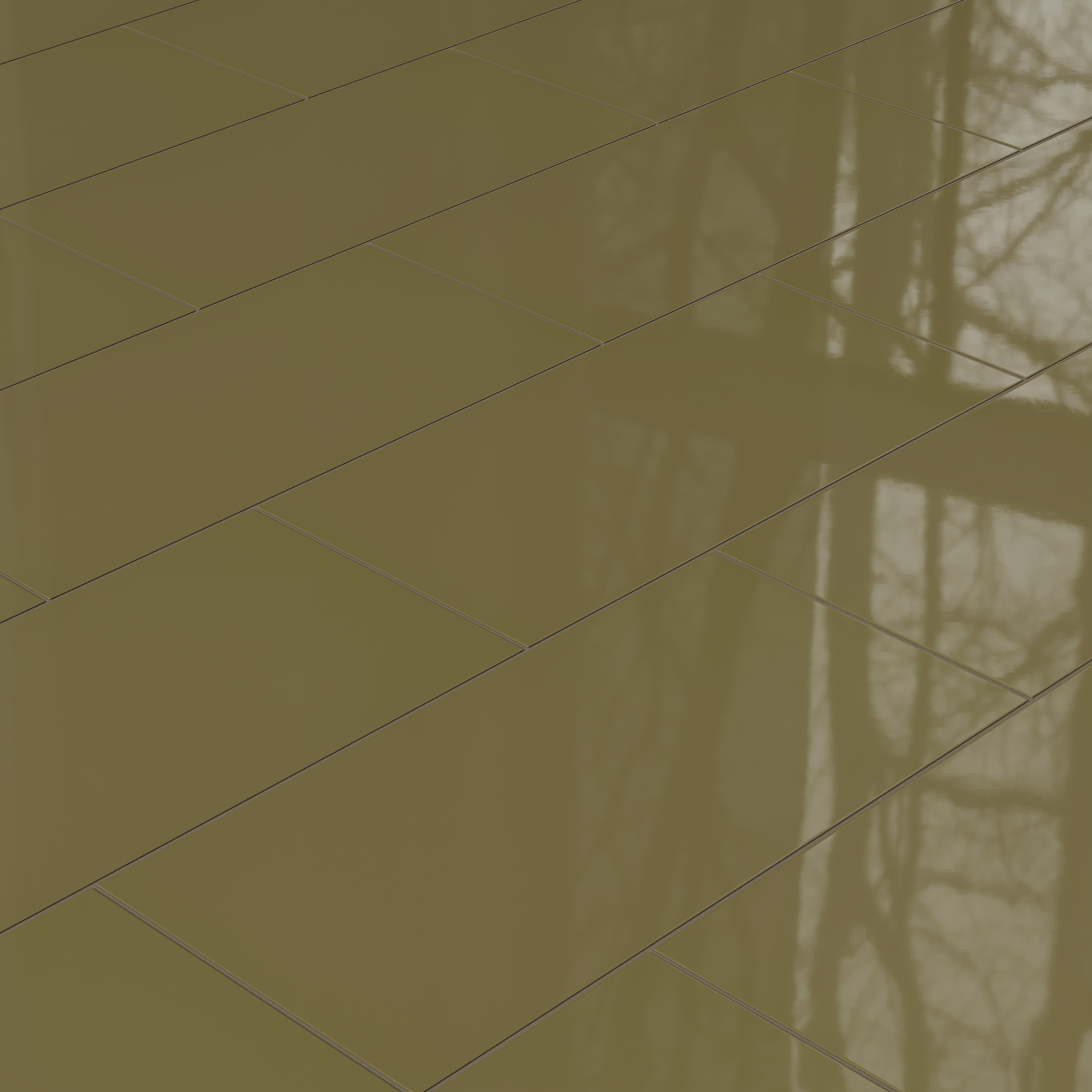 12x24 Natural Press Ceramic Tile in Sap Green Gloss