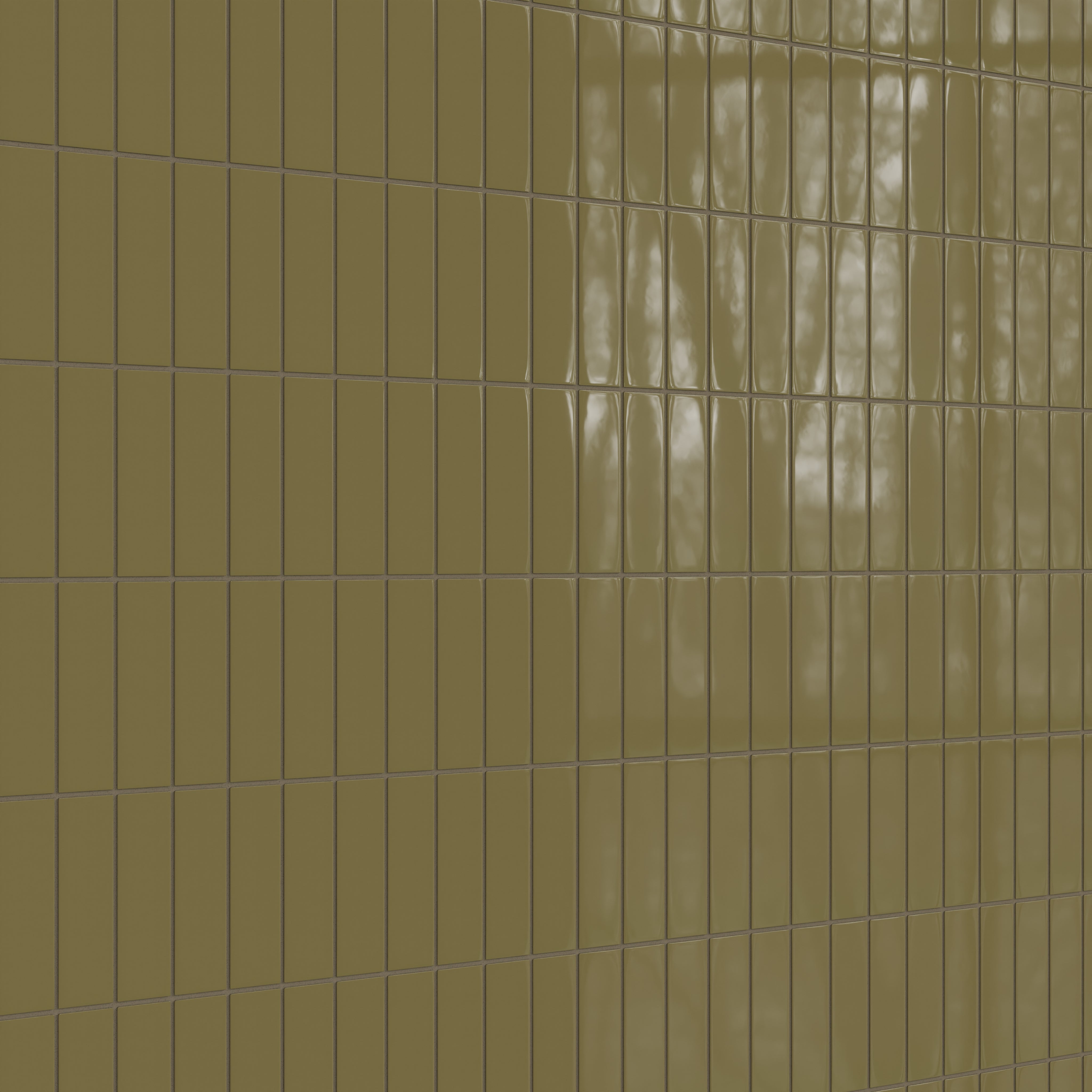 2x6 Natural Press Ceramic Tile in Sap Green Gloss