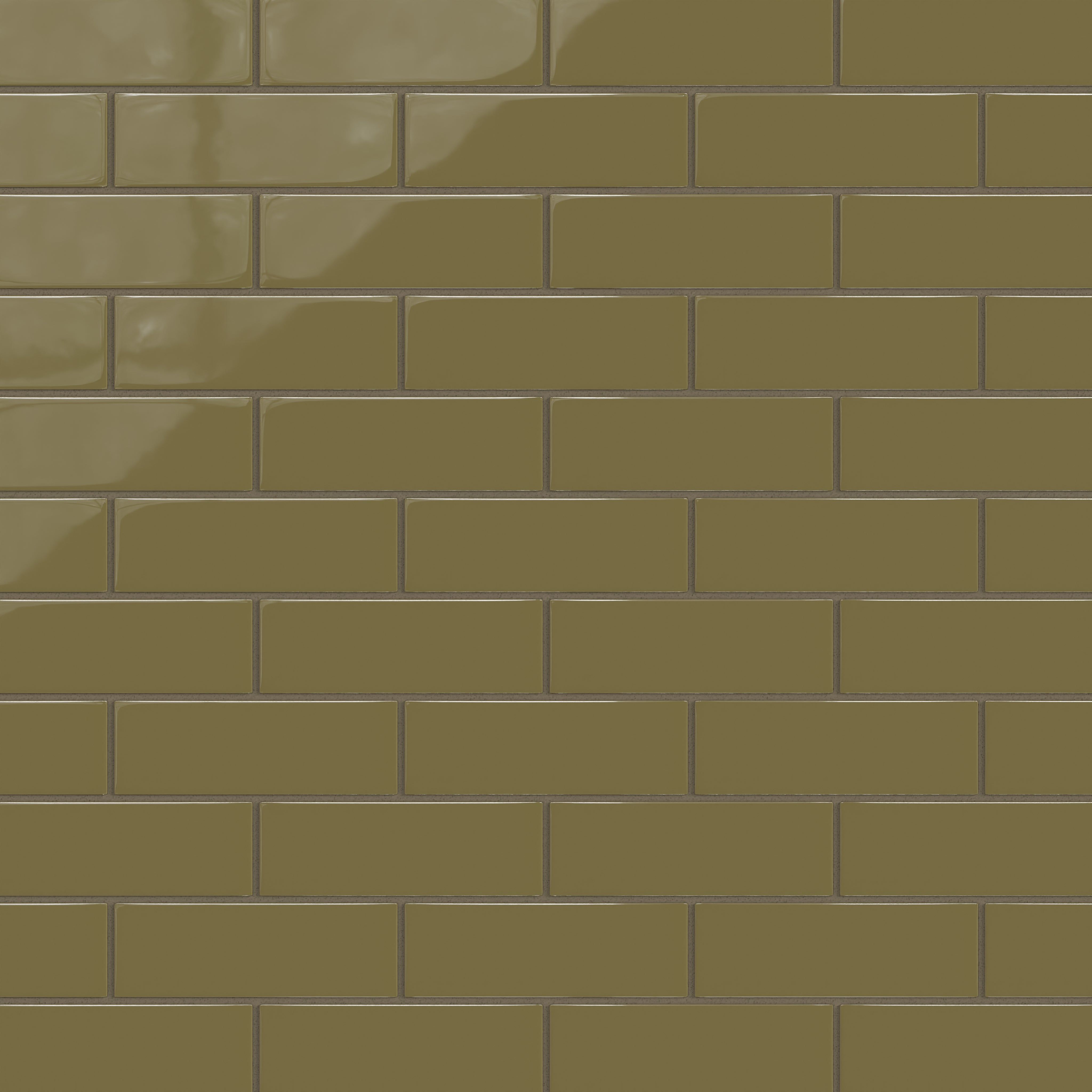 2x6 Natural Press Ceramic Tile in Sap Green Gloss
