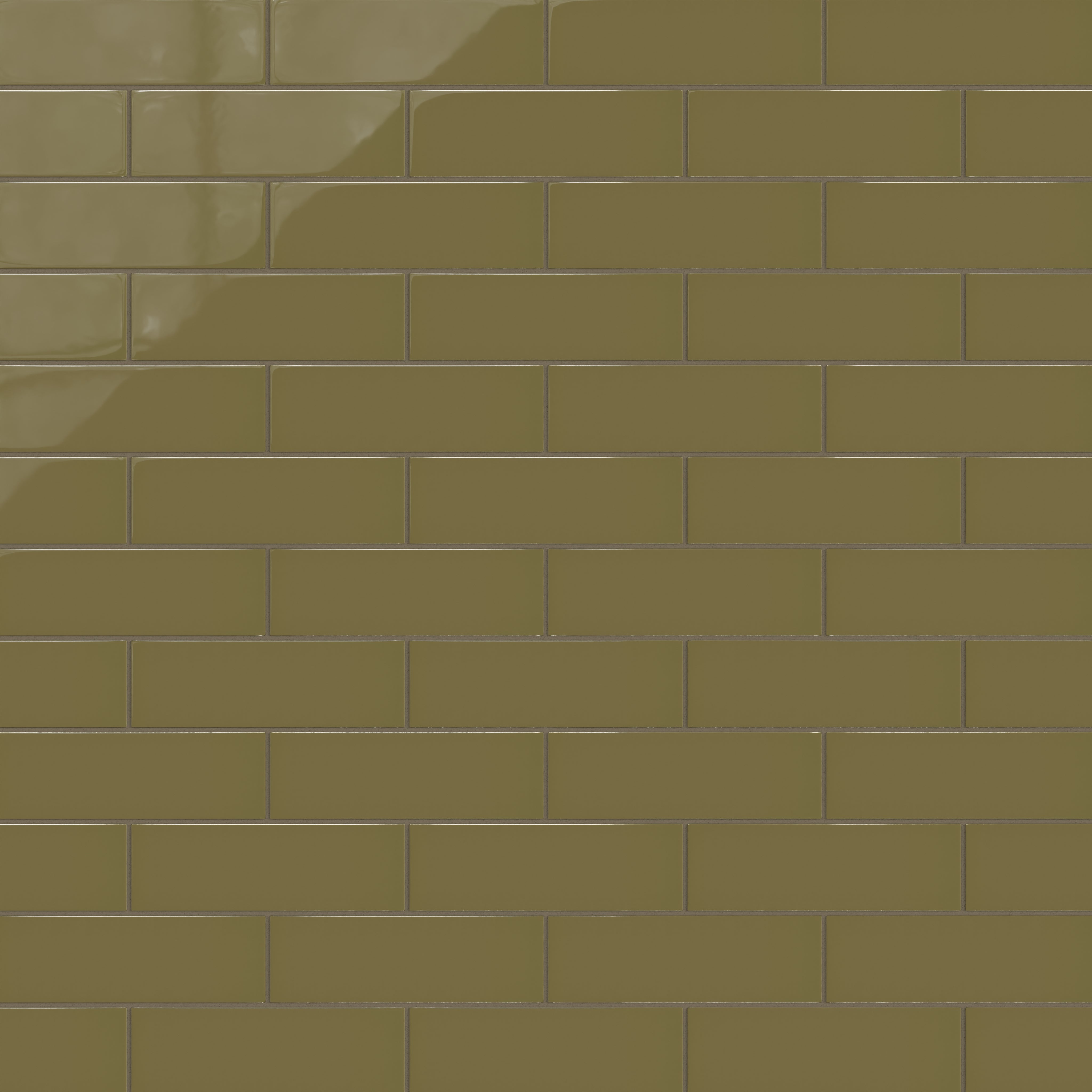 3x9 Natural Press Ceramic Tile in Sap Green Gloss