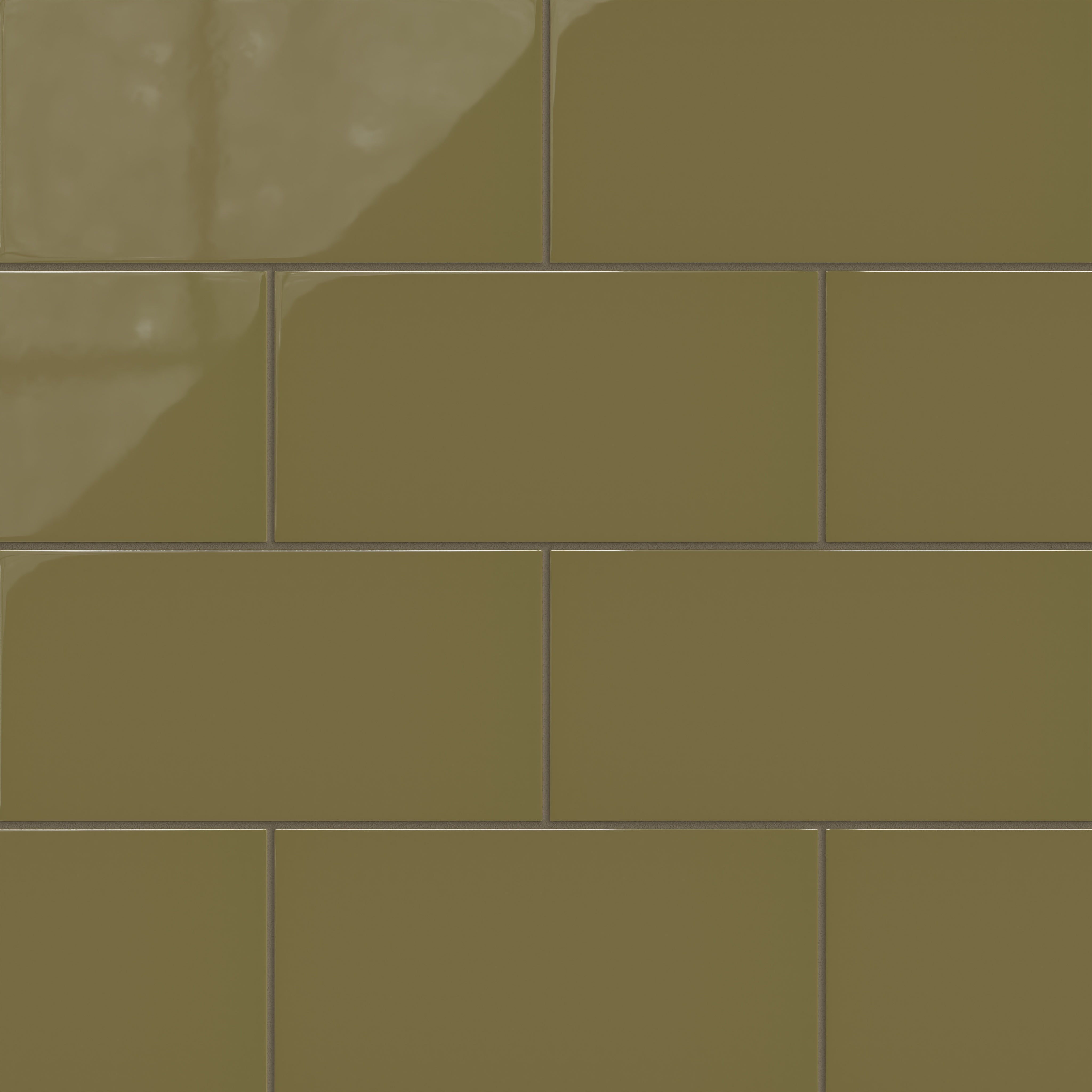 6x12 Natural Press Ceramic Tile in Sap Green Gloss