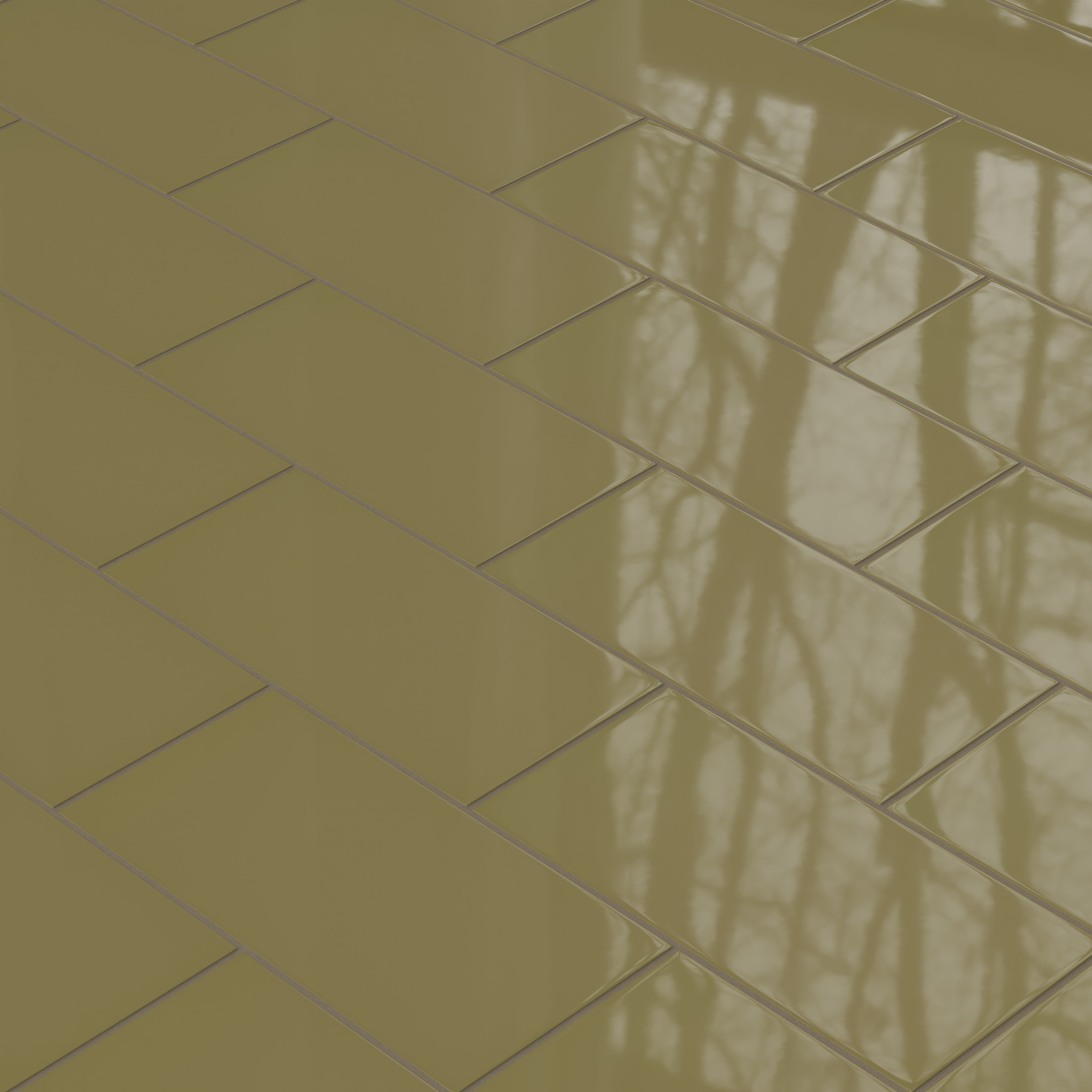 6x12 Natural Press Ceramic Tile in Sap Green Gloss