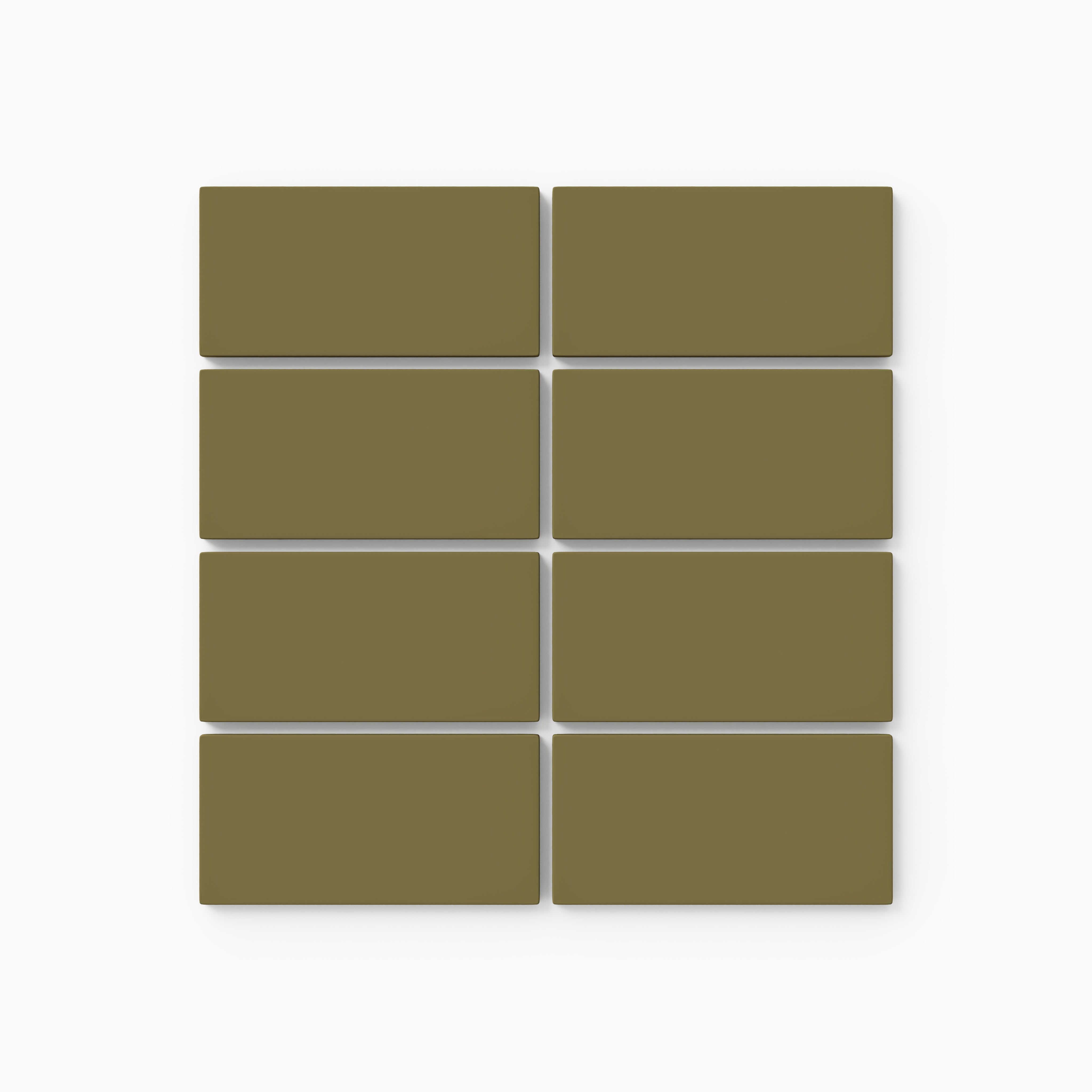 2x4 Straight Set Sheeted Natural Press Ceramic Mosaic Tile in Sap Green Matte