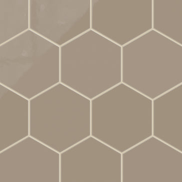 8" Hexagon Natural Press Ceramic Tile in Sawtooth Gloss