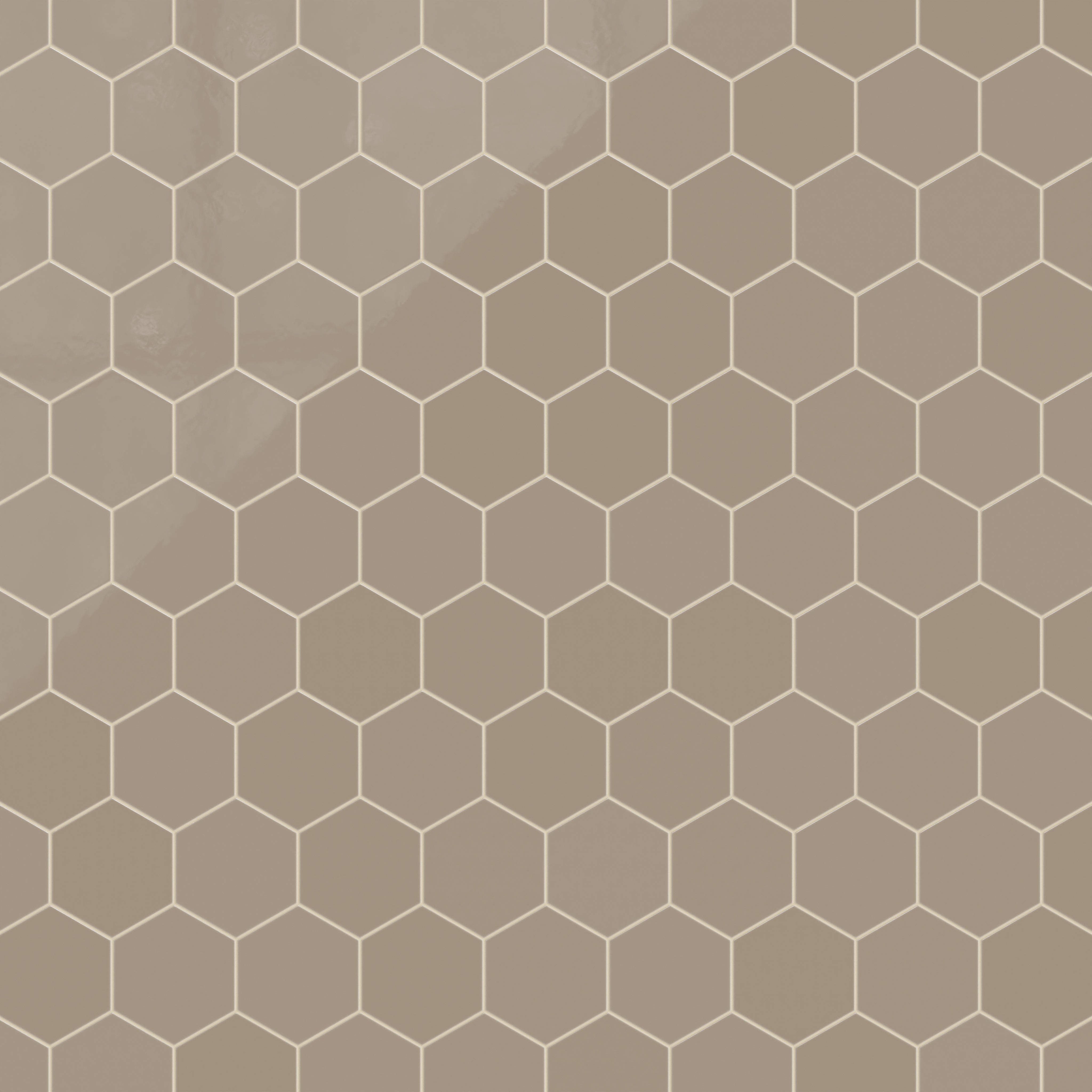 8" Hexagon Natural Press Ceramic Tile in Sawtooth Gloss
