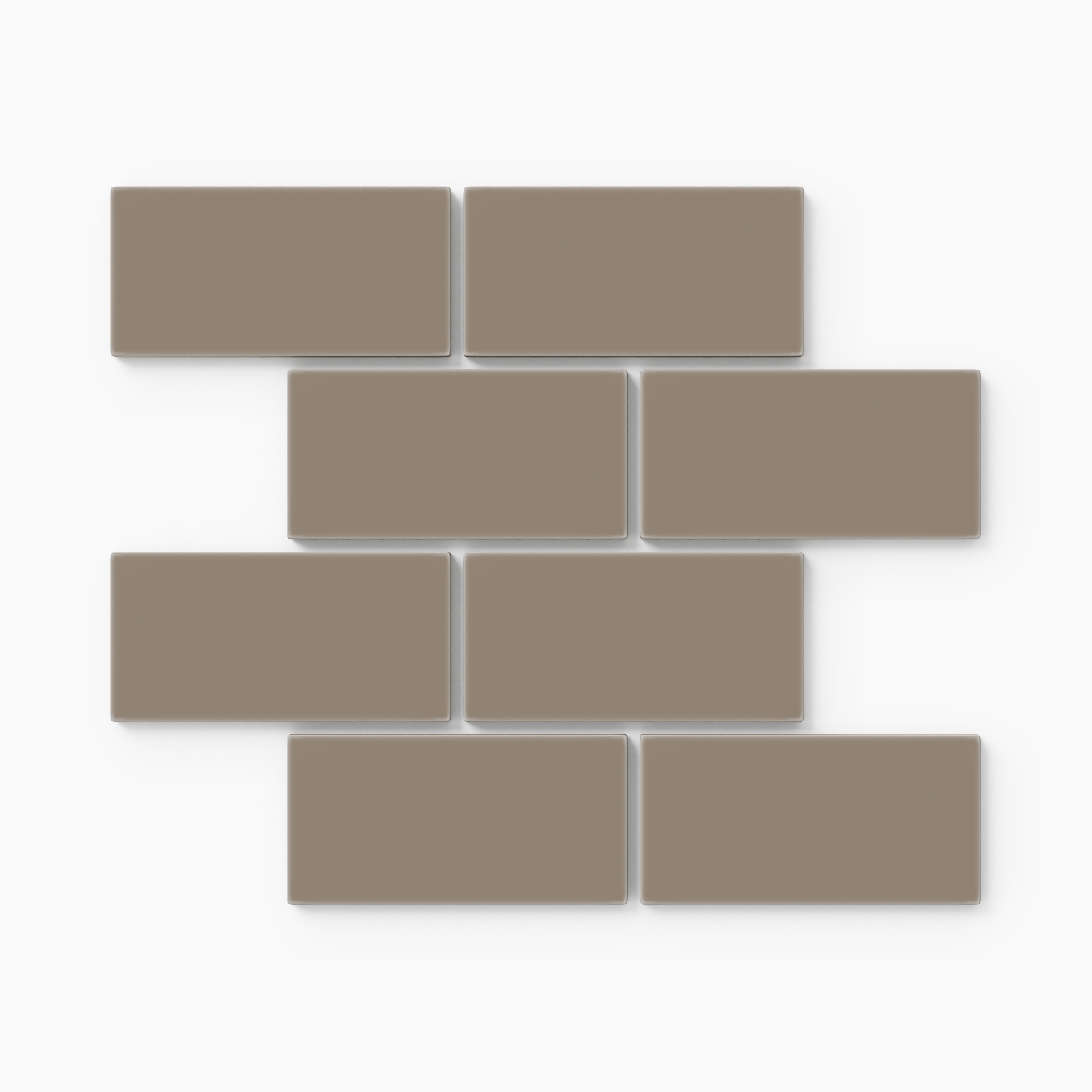 2x4 Half Offset Sheeted Natural Press Ceramic Mosaic Tile in Sawtooth Matte
