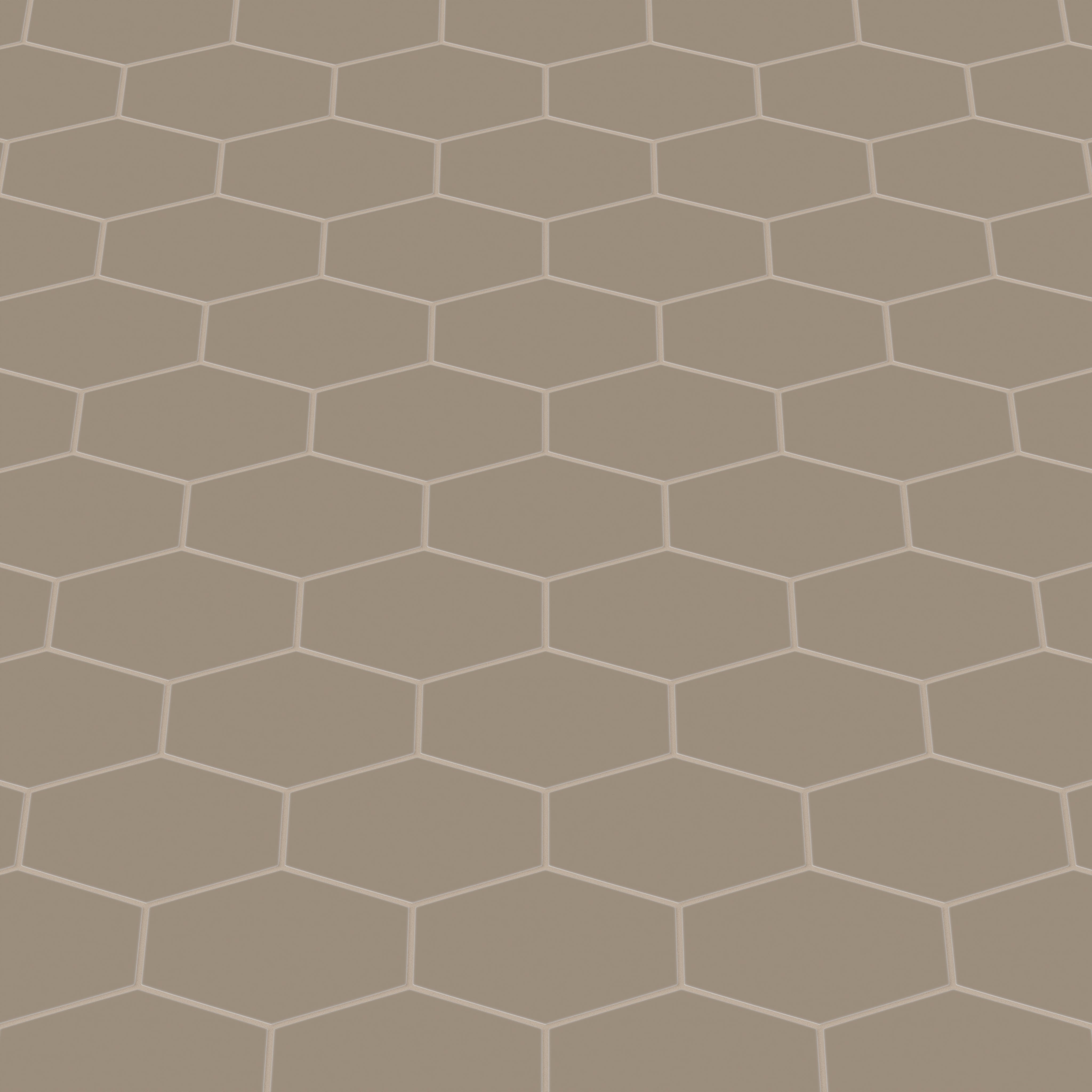 Elongated Hexagon Natural Press Ceramic Tile in Sawtooth Matte