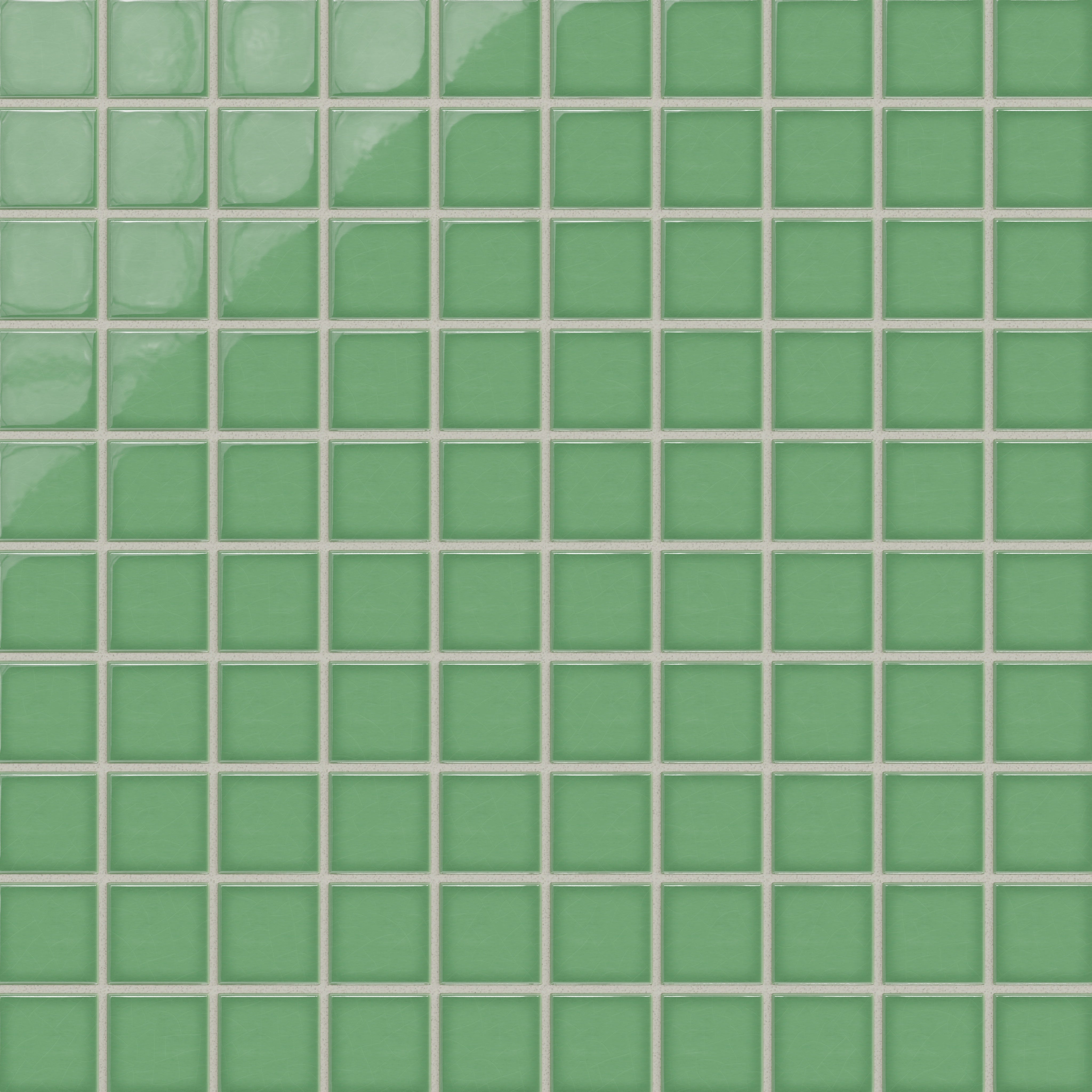 2x2 Straight Set Sheeted Original Ceramic Mosaic Tile in Sea Green Gloss