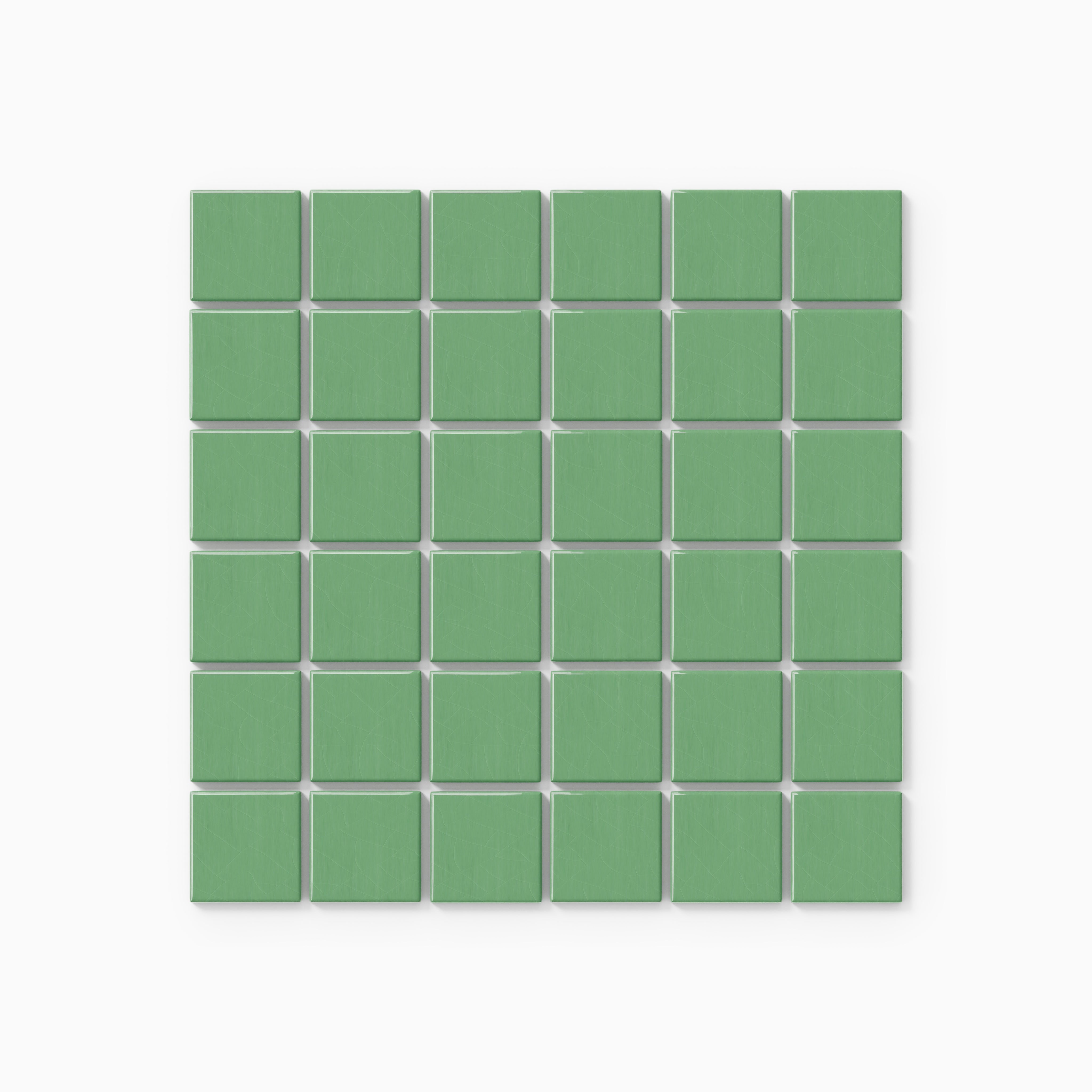 2x2 Straight Set Sheeted Original Ceramic Mosaic Tile in Sea Green Gloss