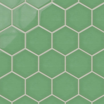 6" Hexagon Original Ceramic Tile in Sea Green Gloss