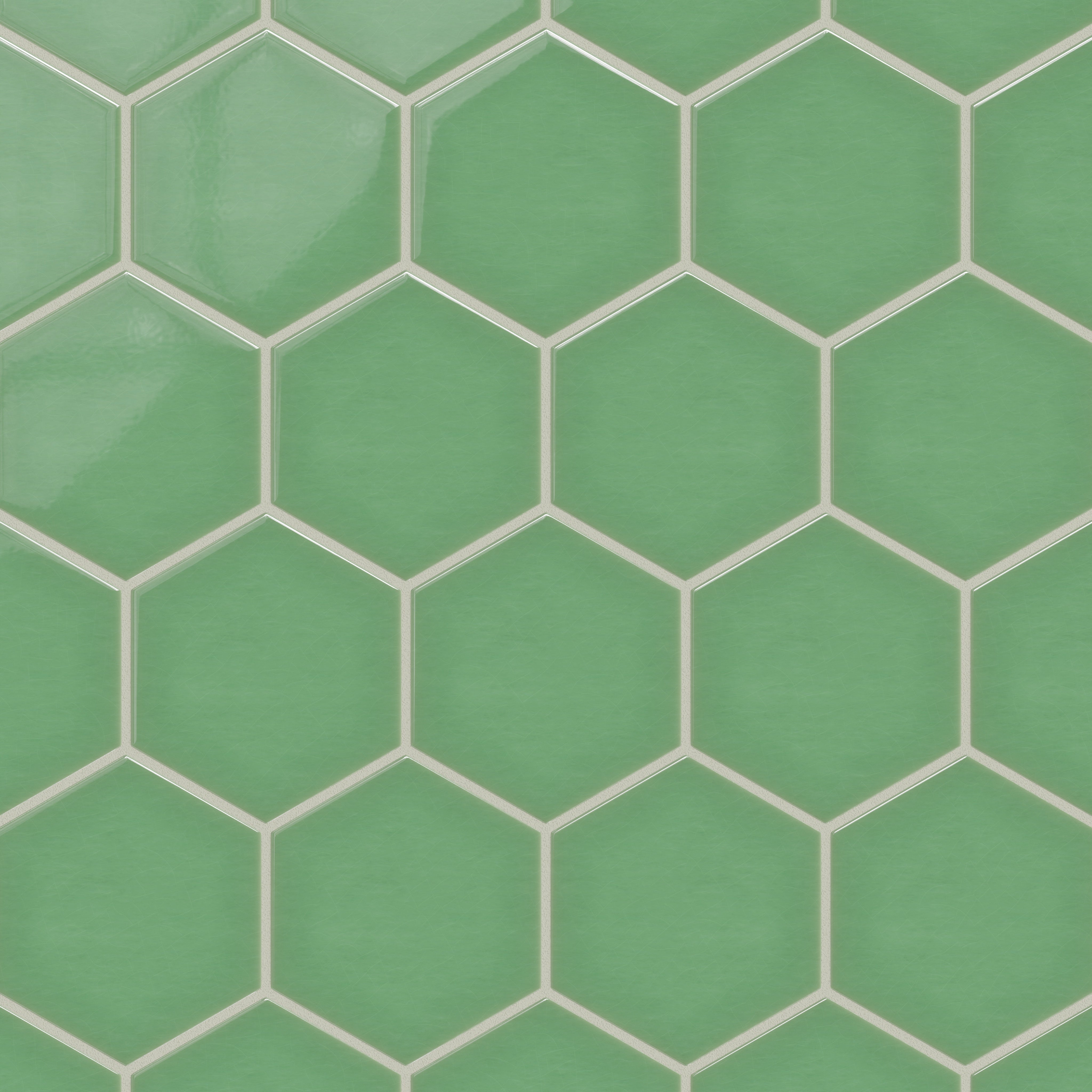 6" Hexagon Original Ceramic Tile in Sea Green Gloss