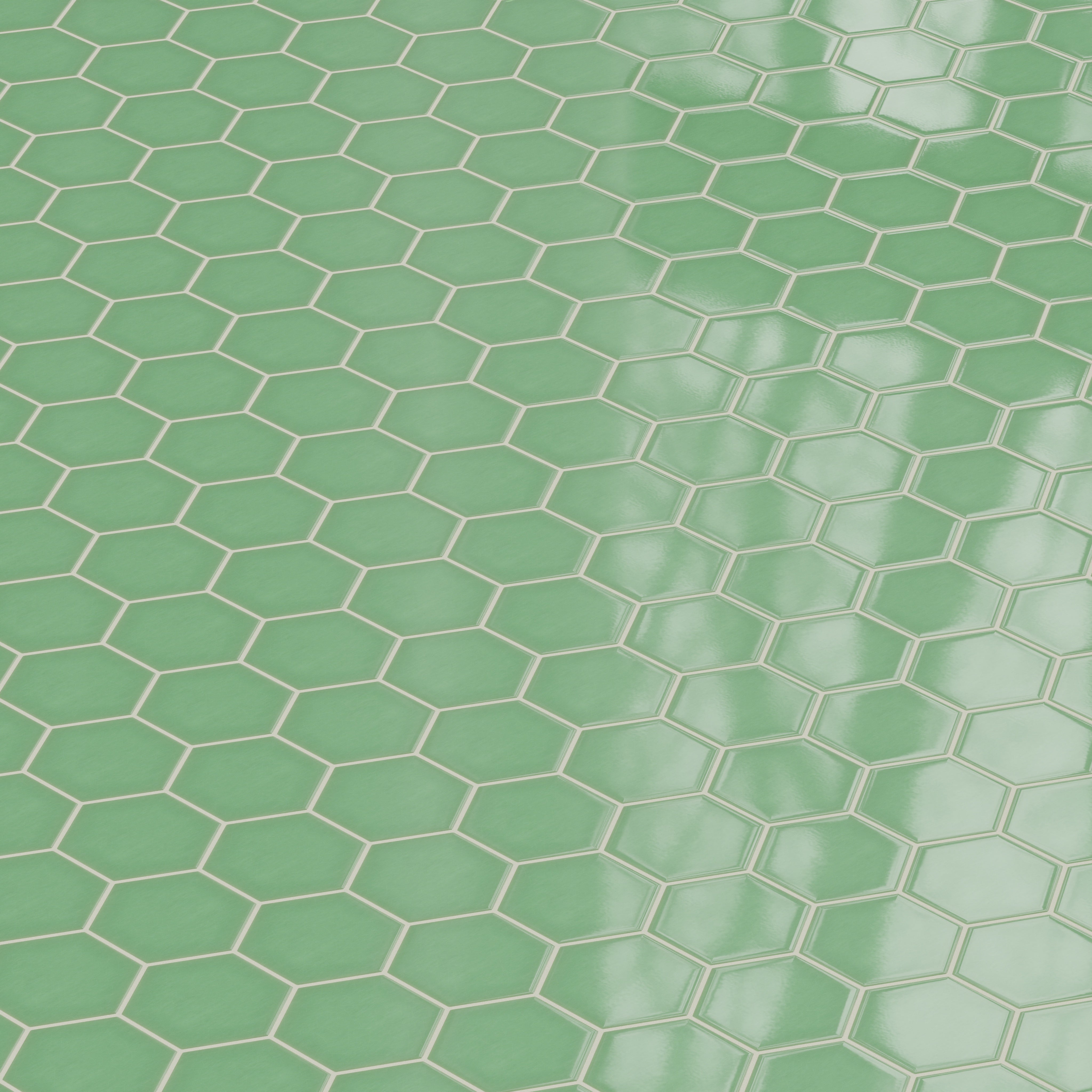 6" Hexagon Original Ceramic Tile in Sea Green Gloss