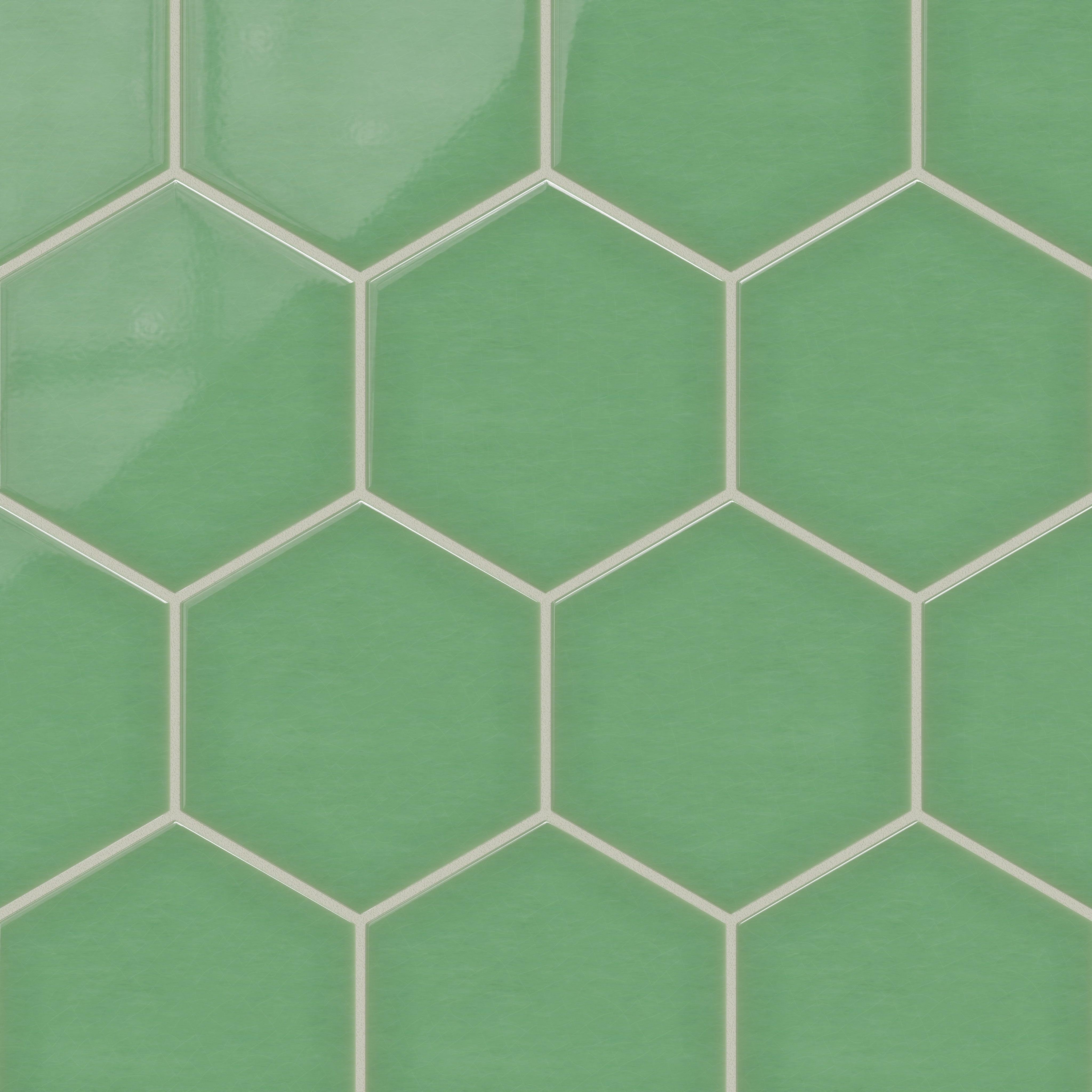8" Hexagon Original Ceramic Tile in Sea Green Gloss