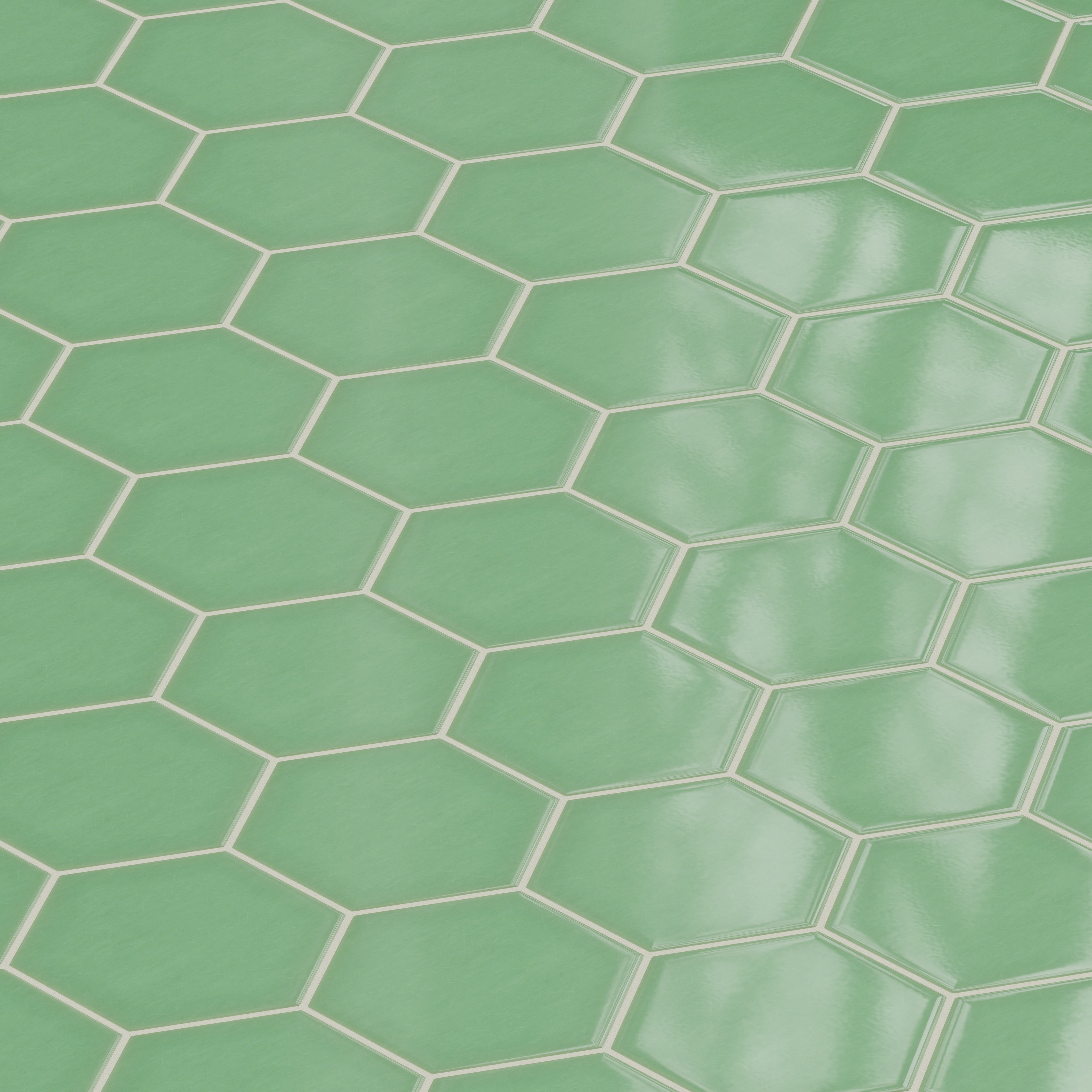 8" Hexagon Original Ceramic Tile in Sea Green Gloss