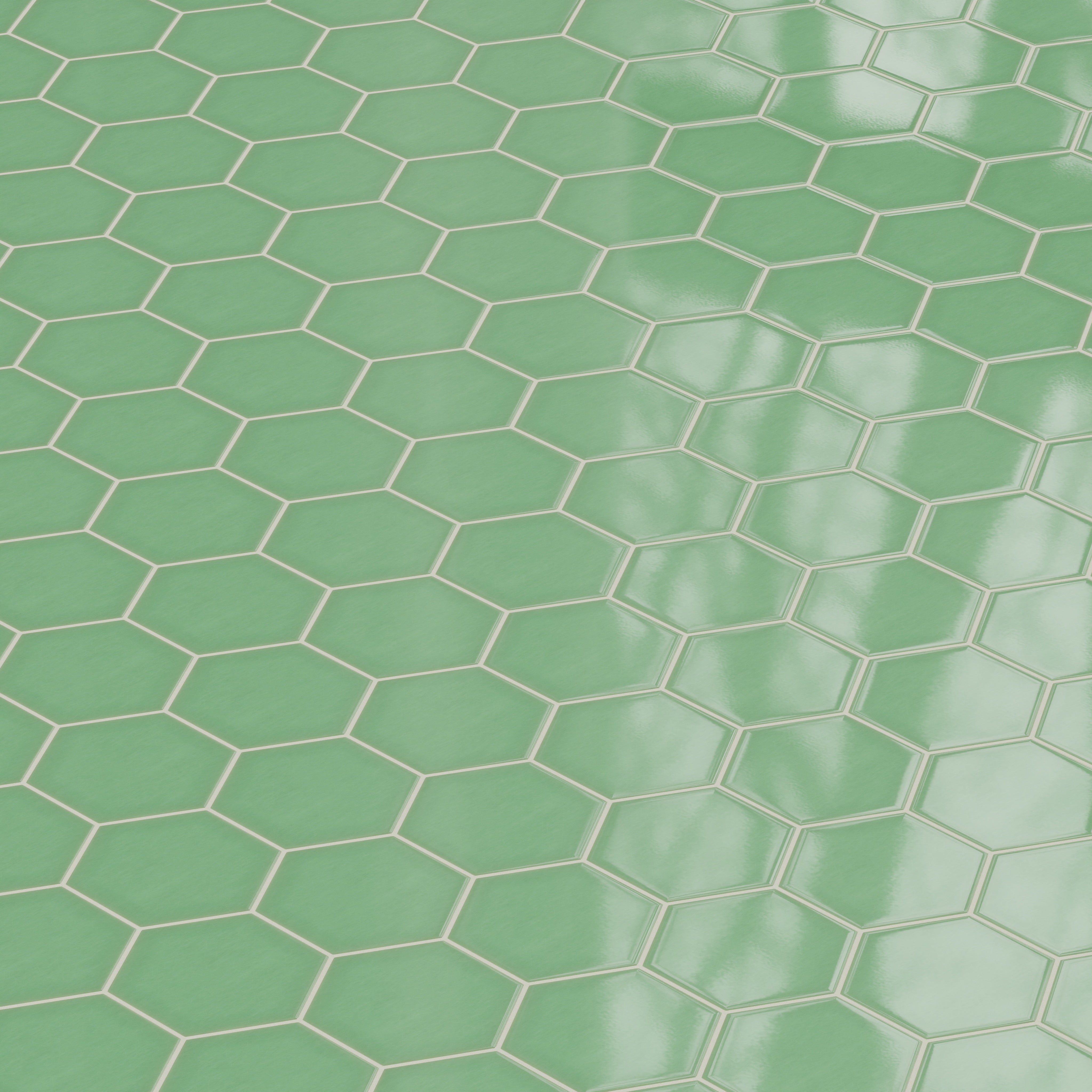 8" Hexagon Original Ceramic Tile in Sea Green Gloss