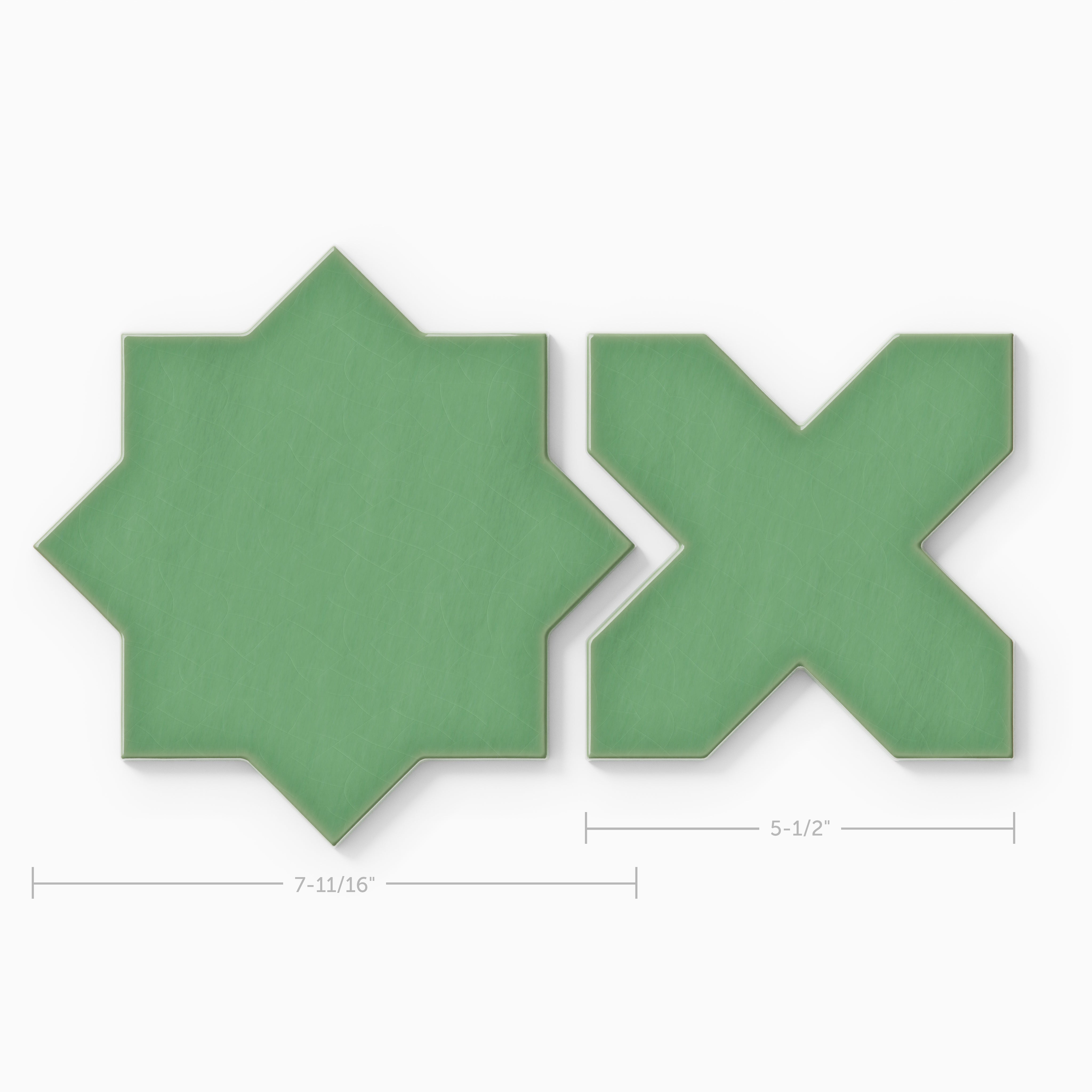 Star & Cross Original Ceramic Tile in Sea Green Gloss