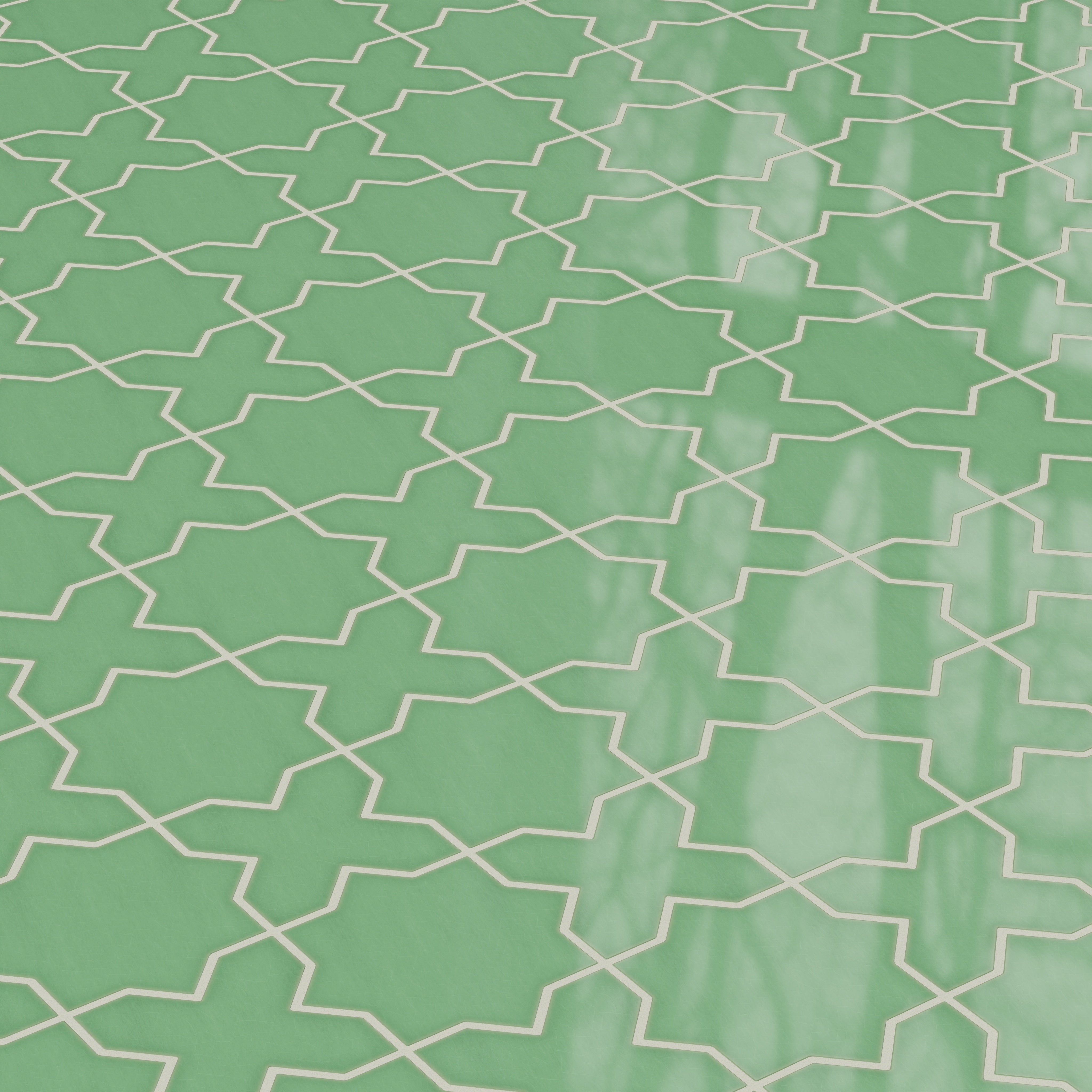 Star & Cross Original Ceramic Tile in Sea Green Gloss