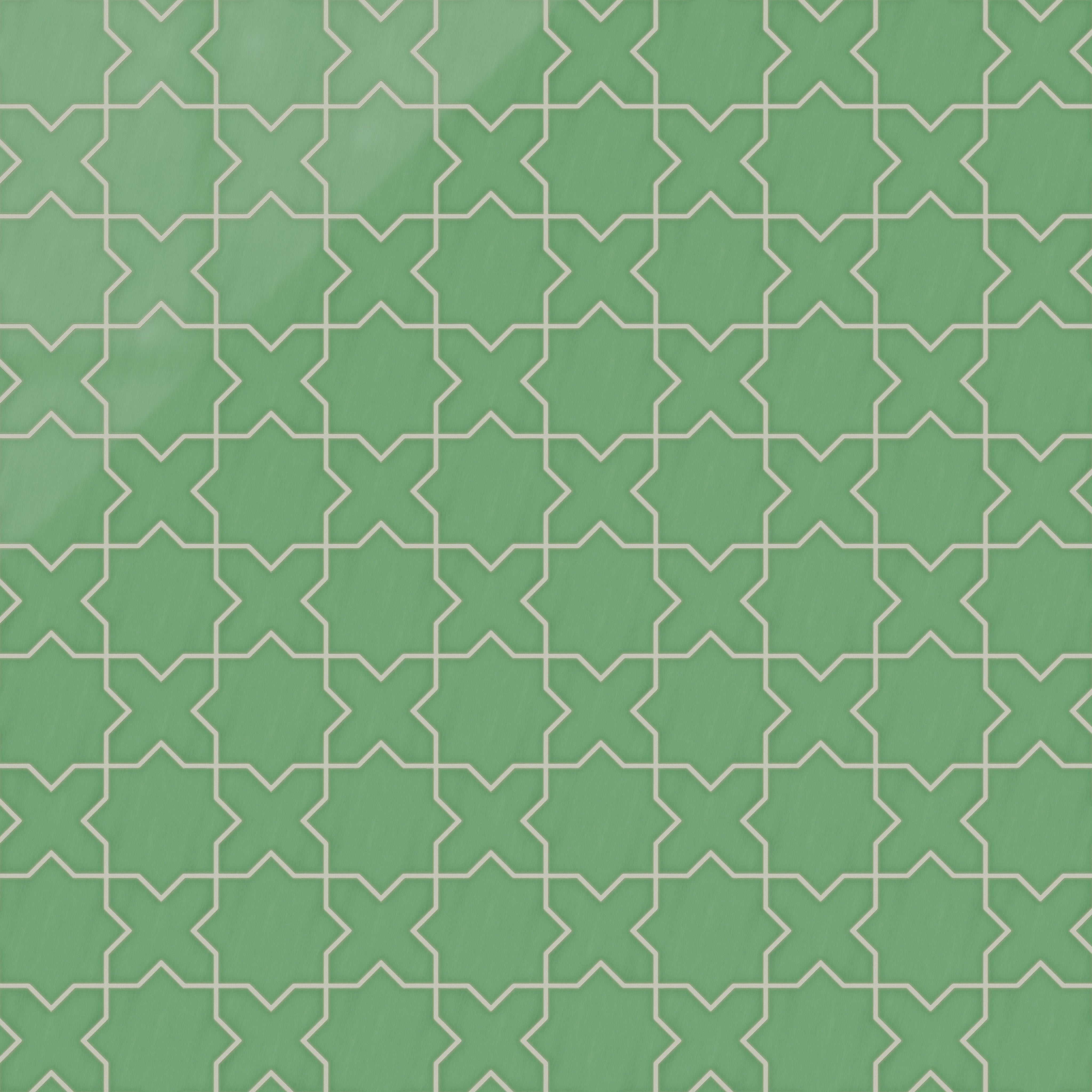 Star & Cross Original Ceramic Tile in Sea Green Gloss