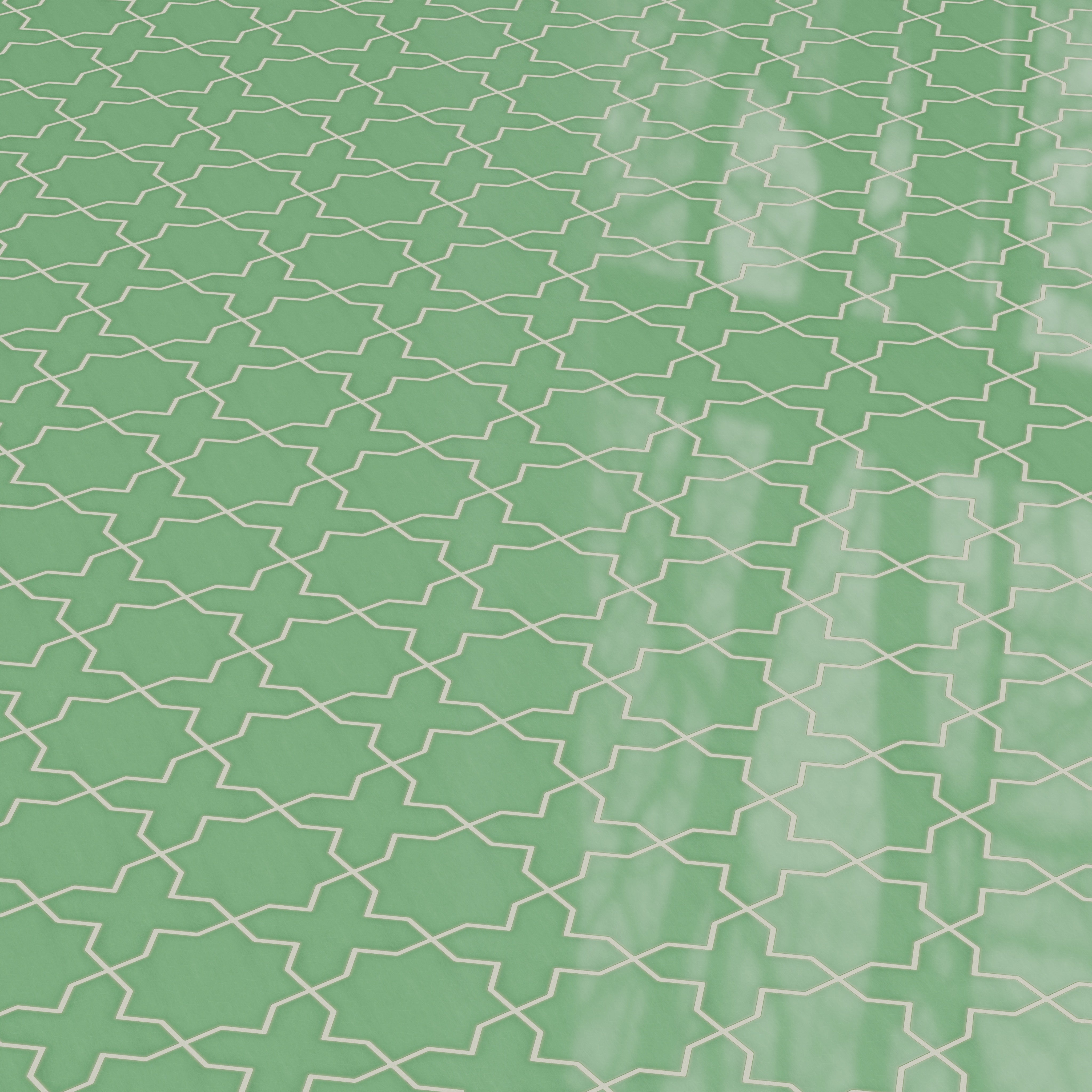 Star & Cross Original Ceramic Tile in Sea Green Gloss