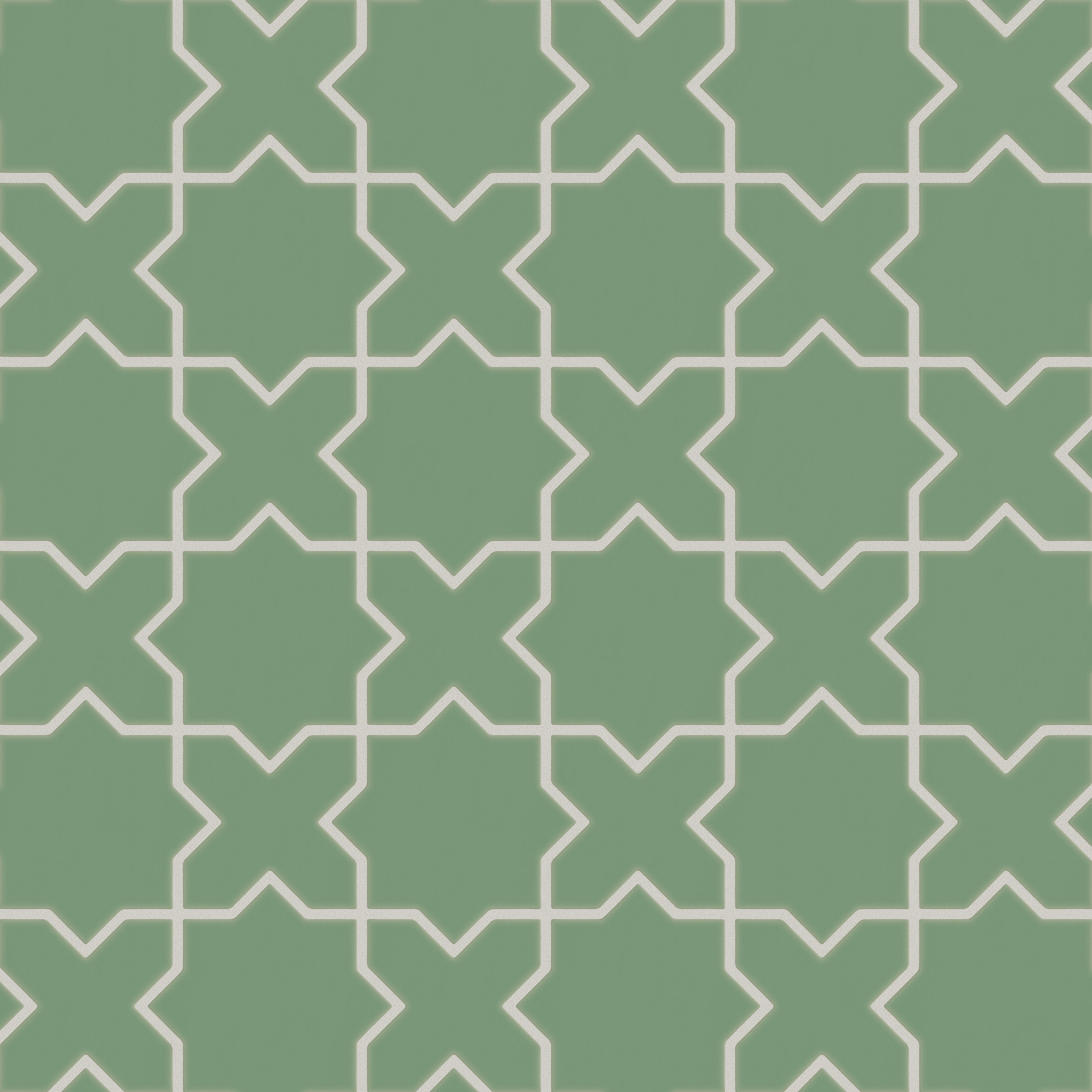 Mini Star & Cross Original Ceramic Tile in Sea Green Matte