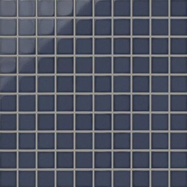2x2 Straight Set Sheeted Original Ceramic Mosaic Tile in Slate Blue Gloss