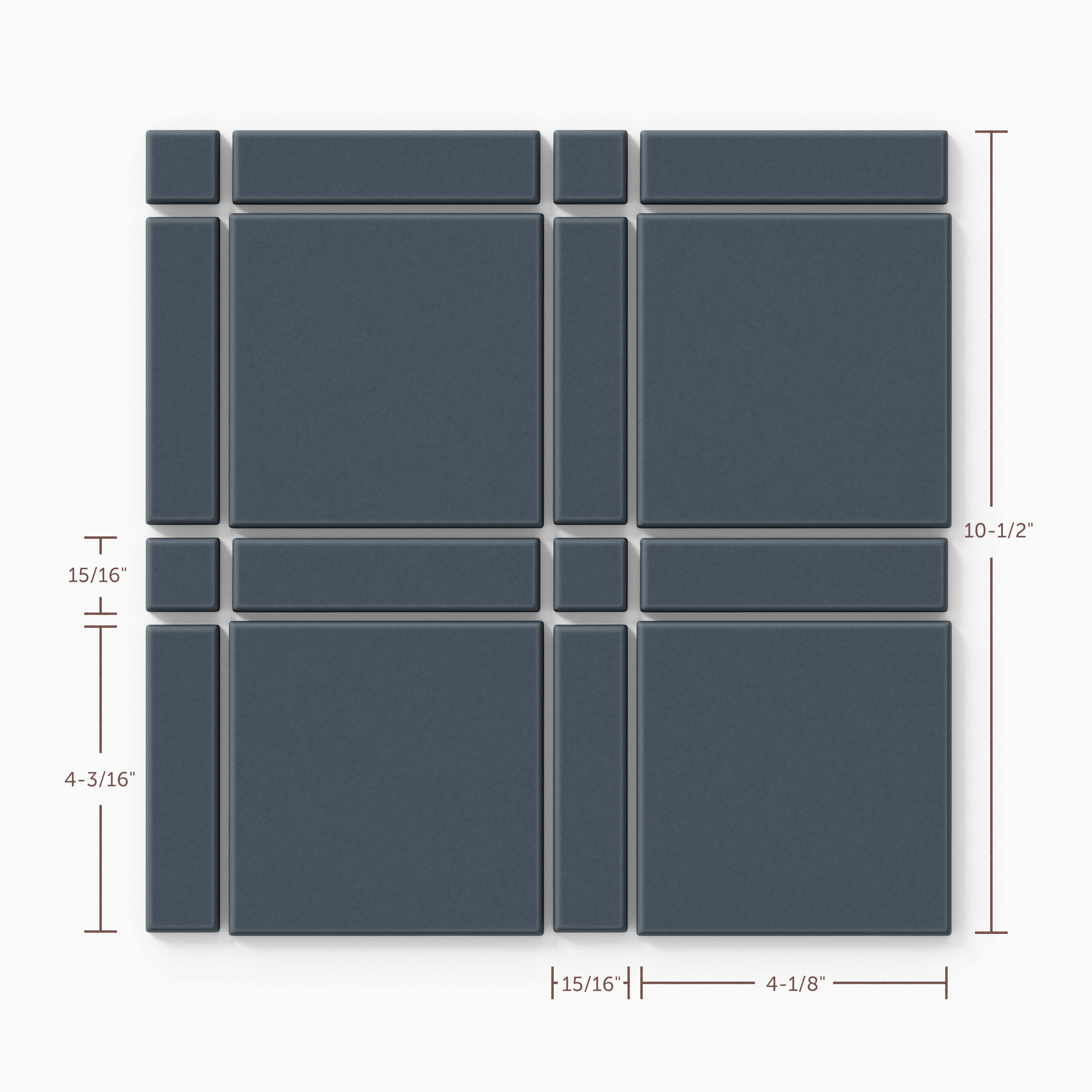 Lattice Sheeted Original Ceramic Tile in Slate Blue Matte