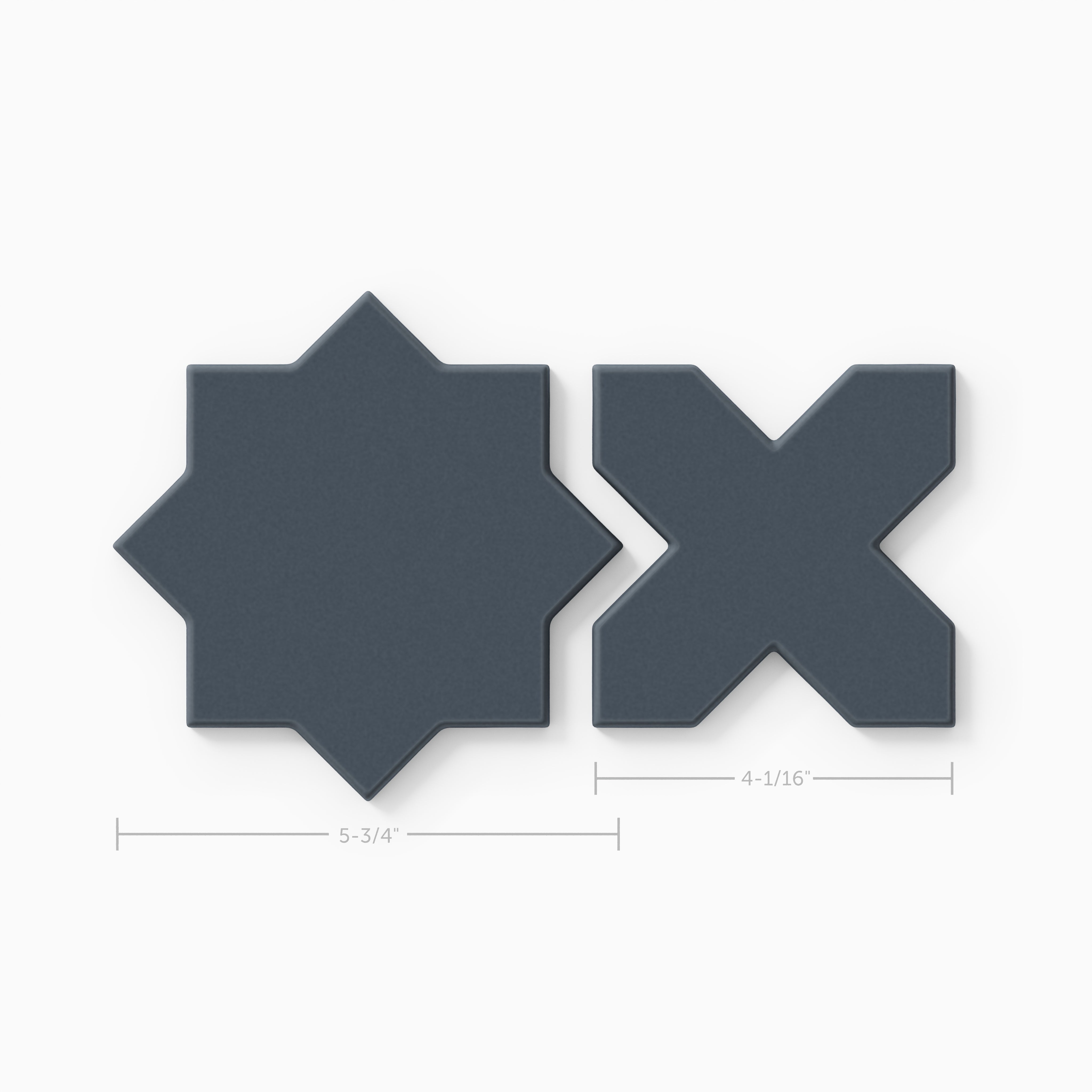 Mini Star & Cross Original Ceramic Tile in Slate Blue Matte