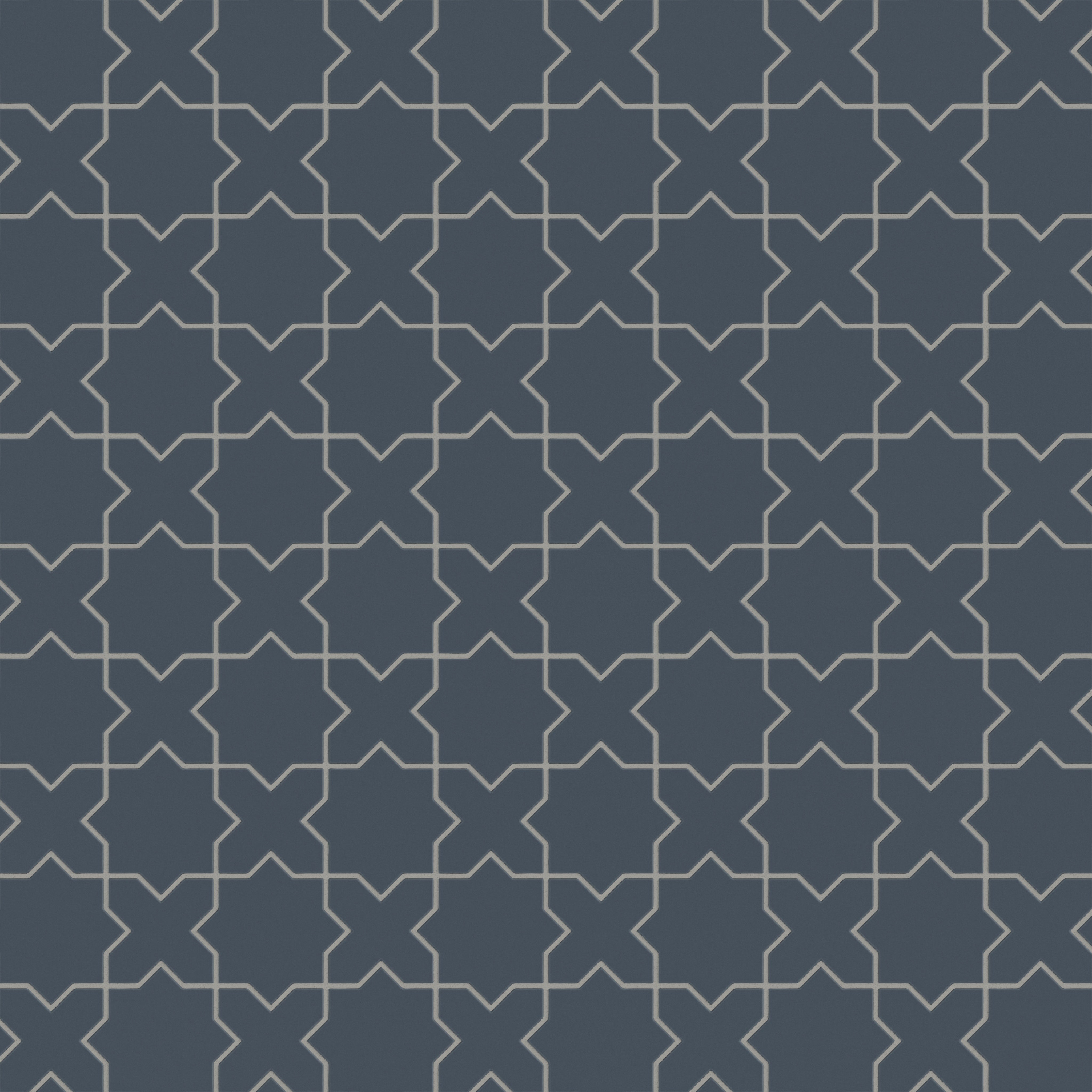 Mini Star & Cross Original Ceramic Tile in Slate Blue Matte