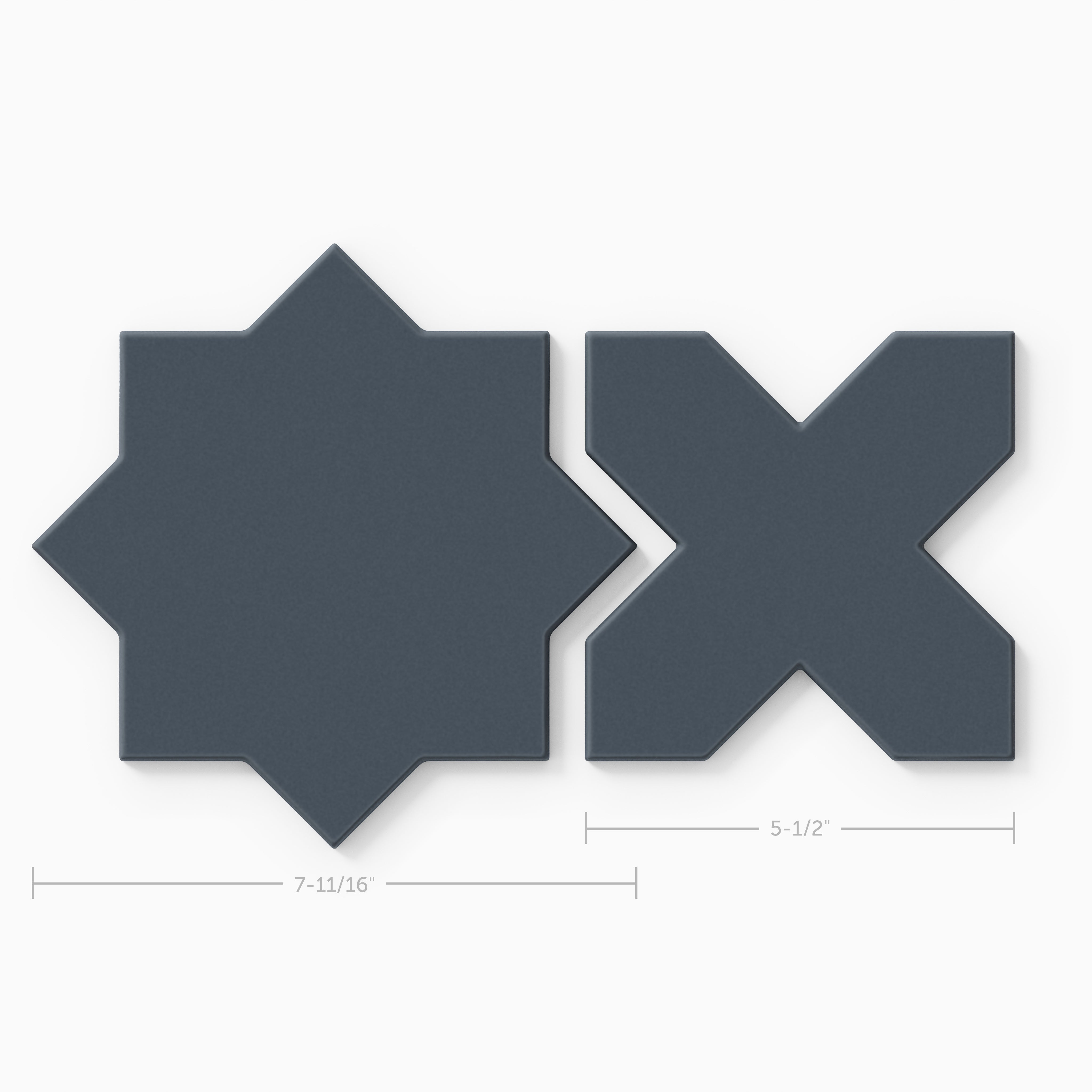 Star & Cross Original Ceramic Tile in Slate Blue Matte
