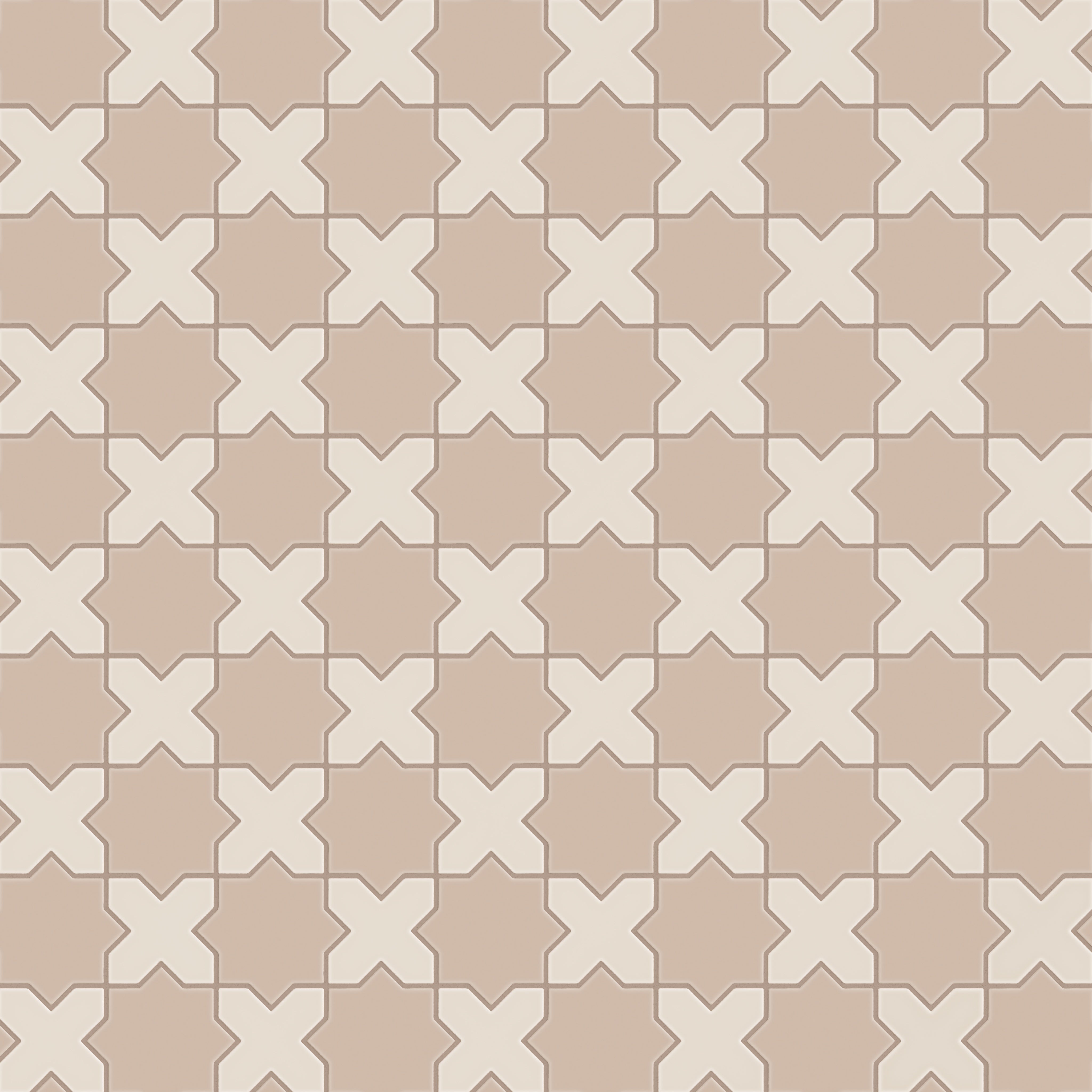 Mini Star & Cross Original Ceramic Tile in Sweet Pea Matte & Sand Dune Matte