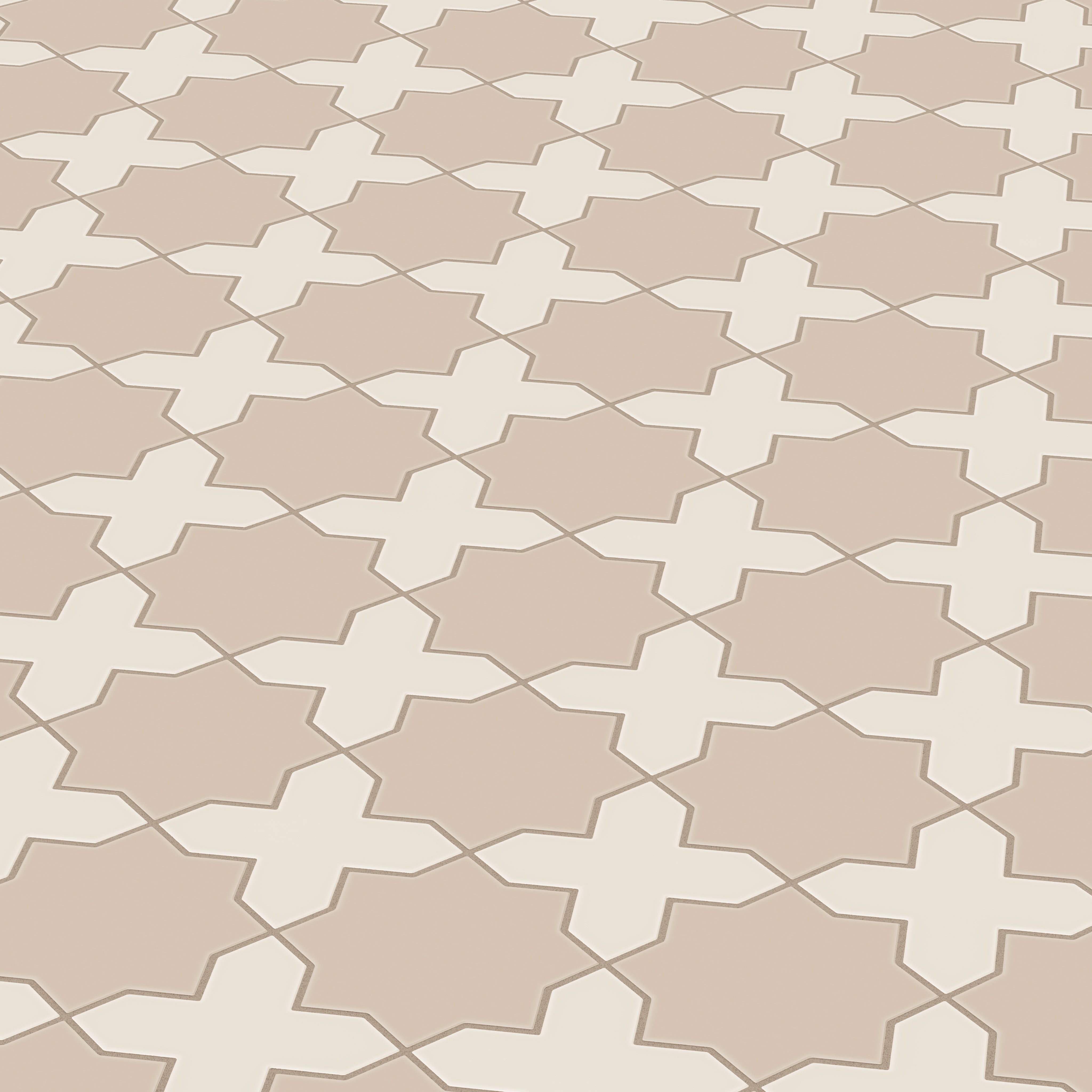 Star & Cross Original Ceramic Tile in Sweet Pea Matte & Sand Dune Matte