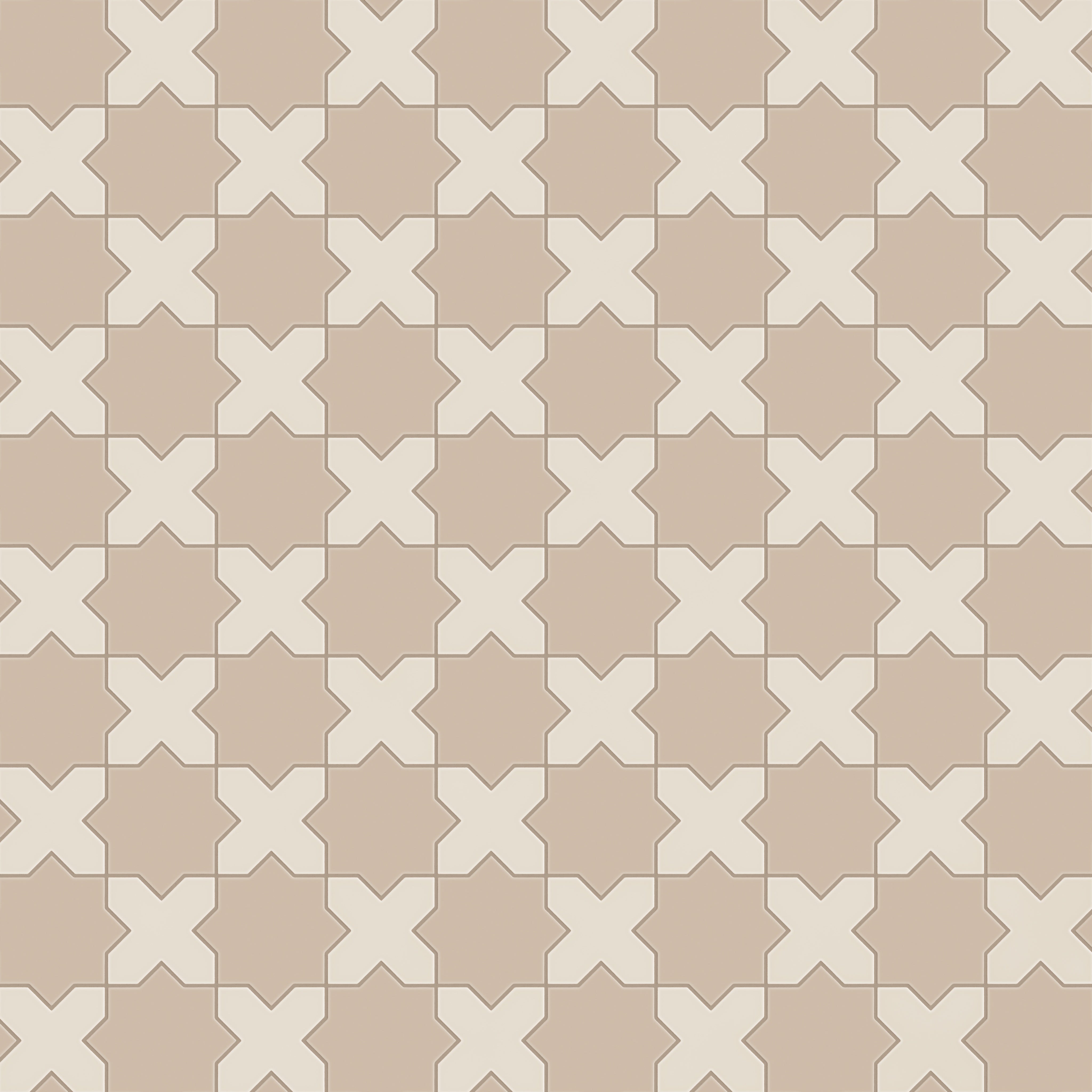 Star & Cross Original Ceramic Tile in Sweet Pea Matte & Sand Dune Matte