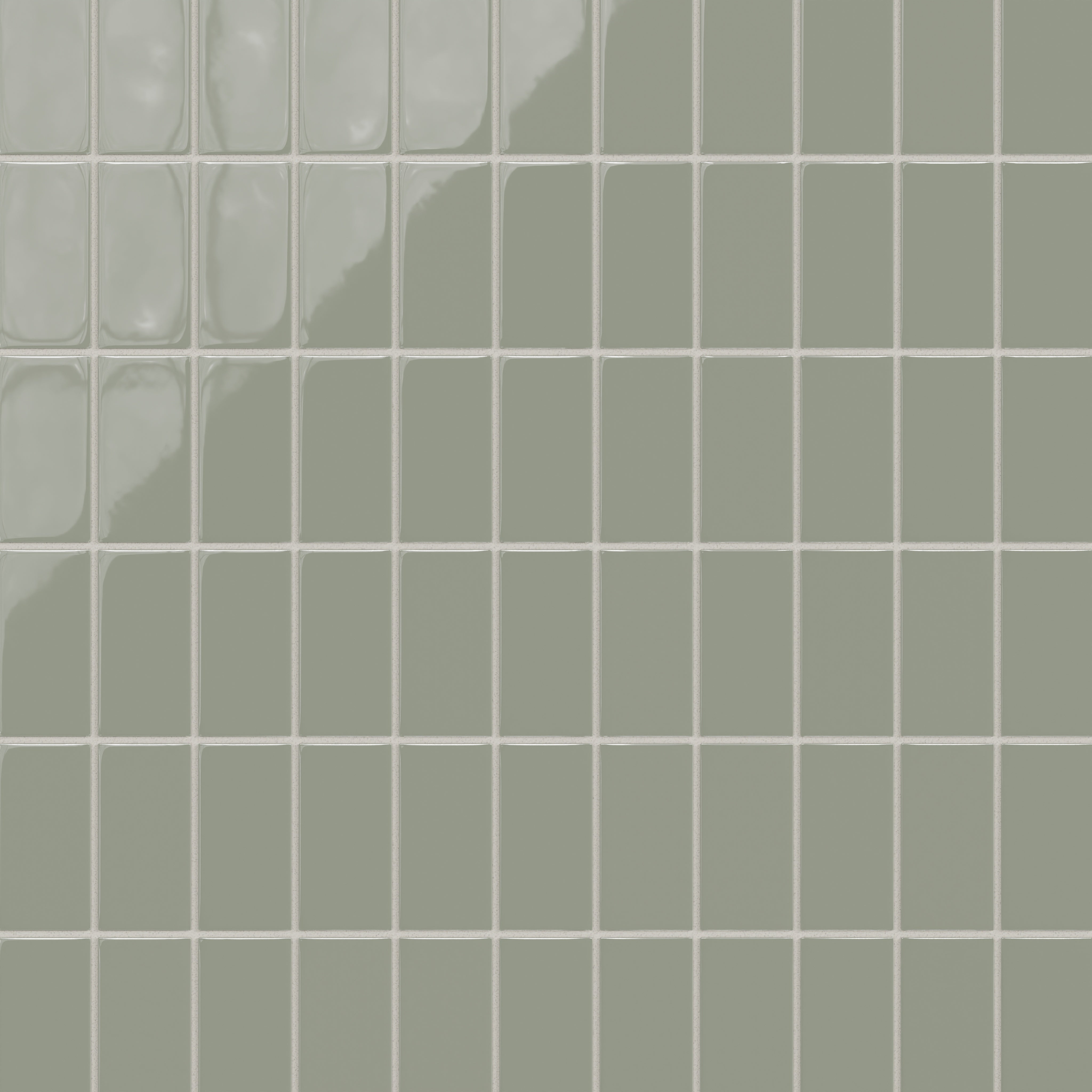 2x4 Straight Set Sheeted Natural Press Ceramic Mosaic Tile in Terre Verte Gloss