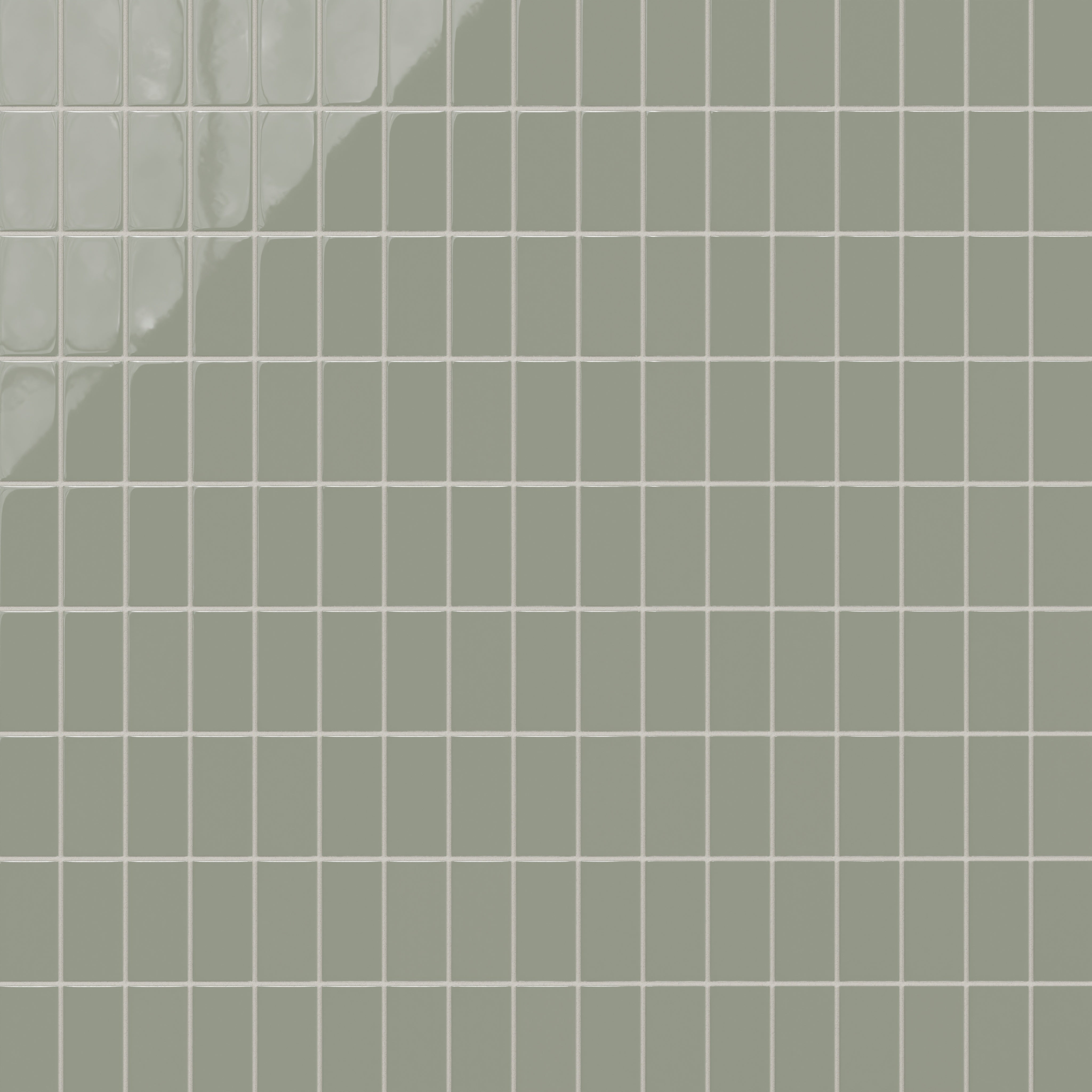 2x4 Straight Set Sheeted Natural Press Ceramic Mosaic Tile in Terre Verte Gloss