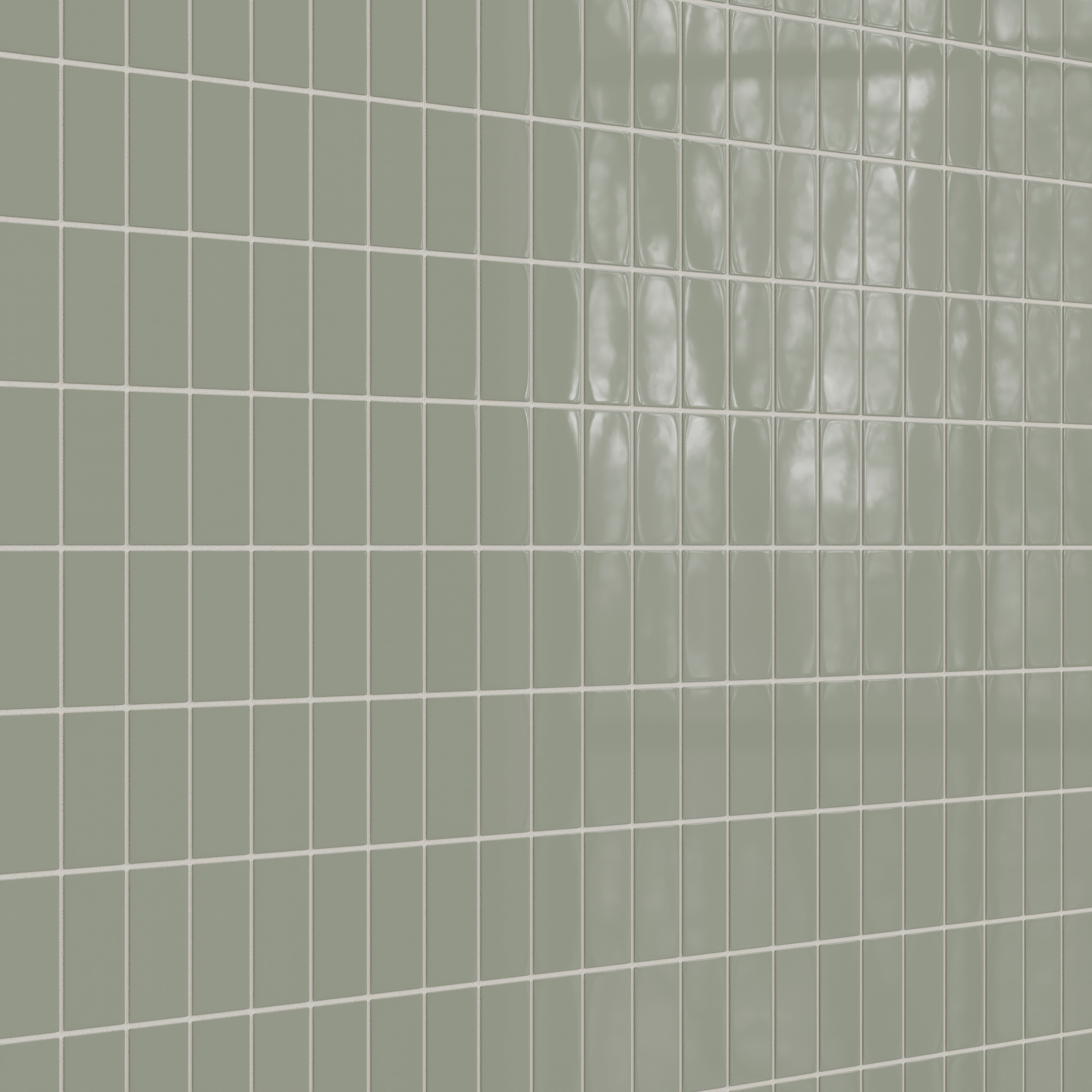 2x4 Straight Set Sheeted Natural Press Ceramic Mosaic Tile in Terre Verte Gloss