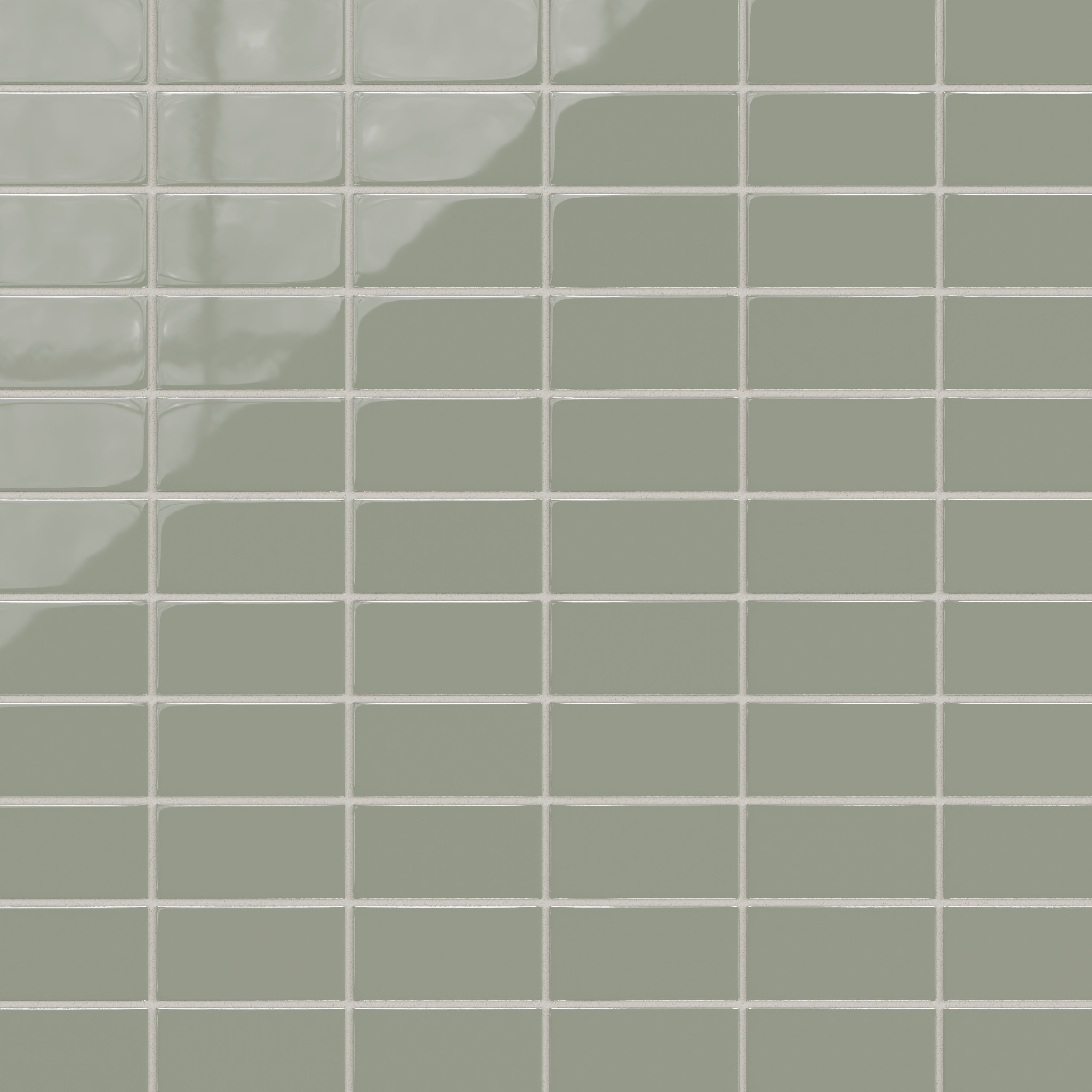 2x4 Straight Set Sheeted Natural Press Ceramic Mosaic Tile in Terre Verte Gloss