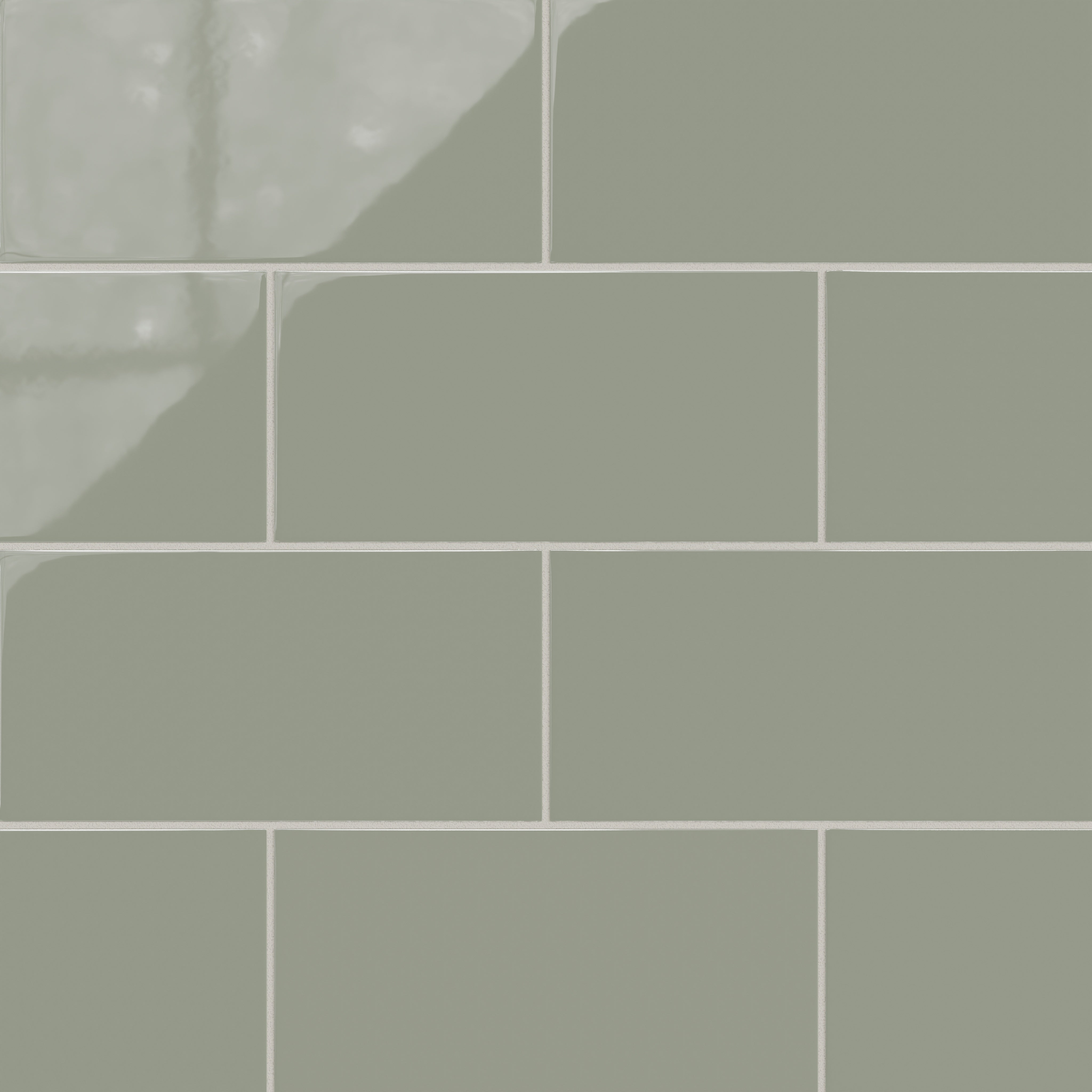 6x12 Natural Press Ceramic Tile in Terre Verte Gloss