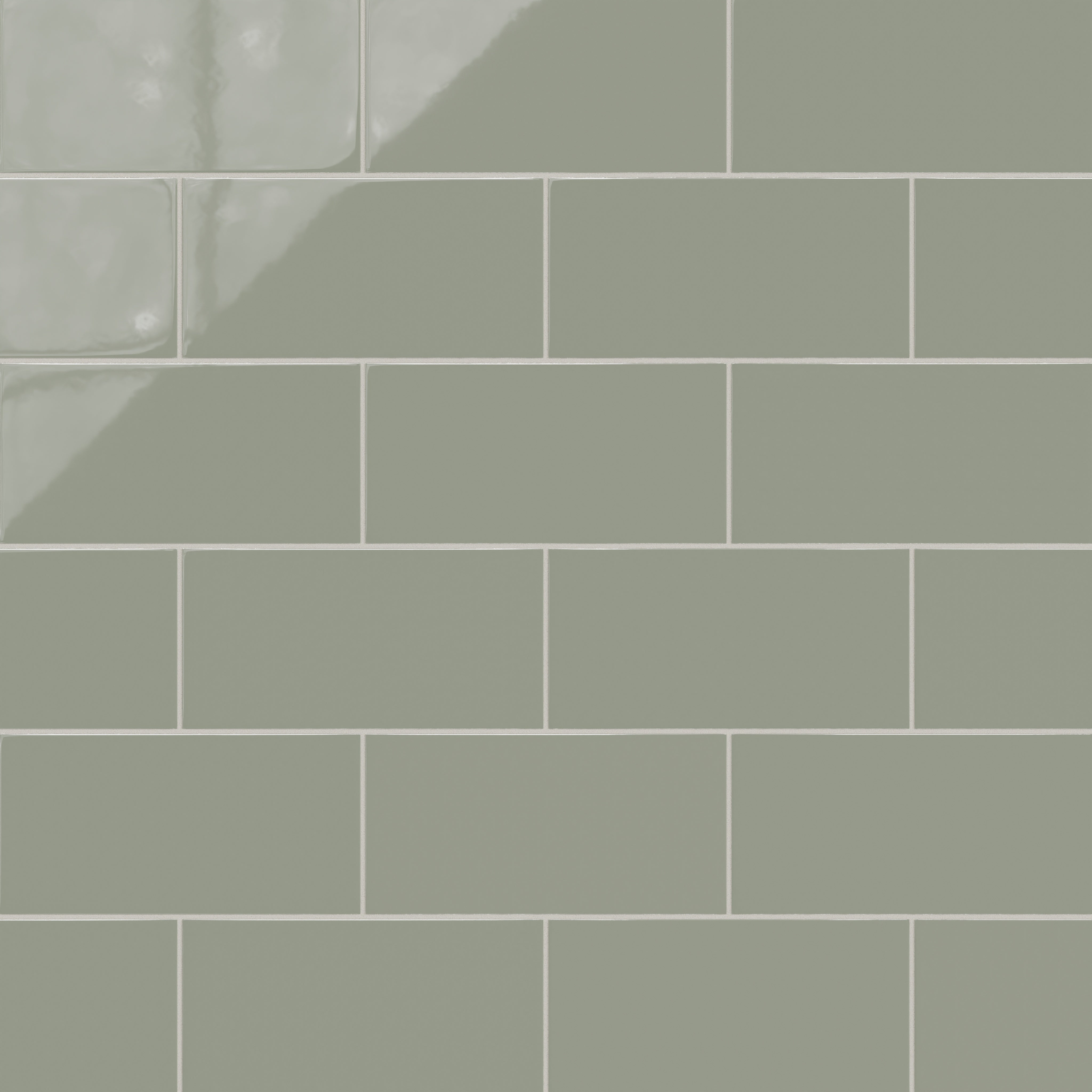 6x12 Natural Press Ceramic Tile in Terre Verte Gloss