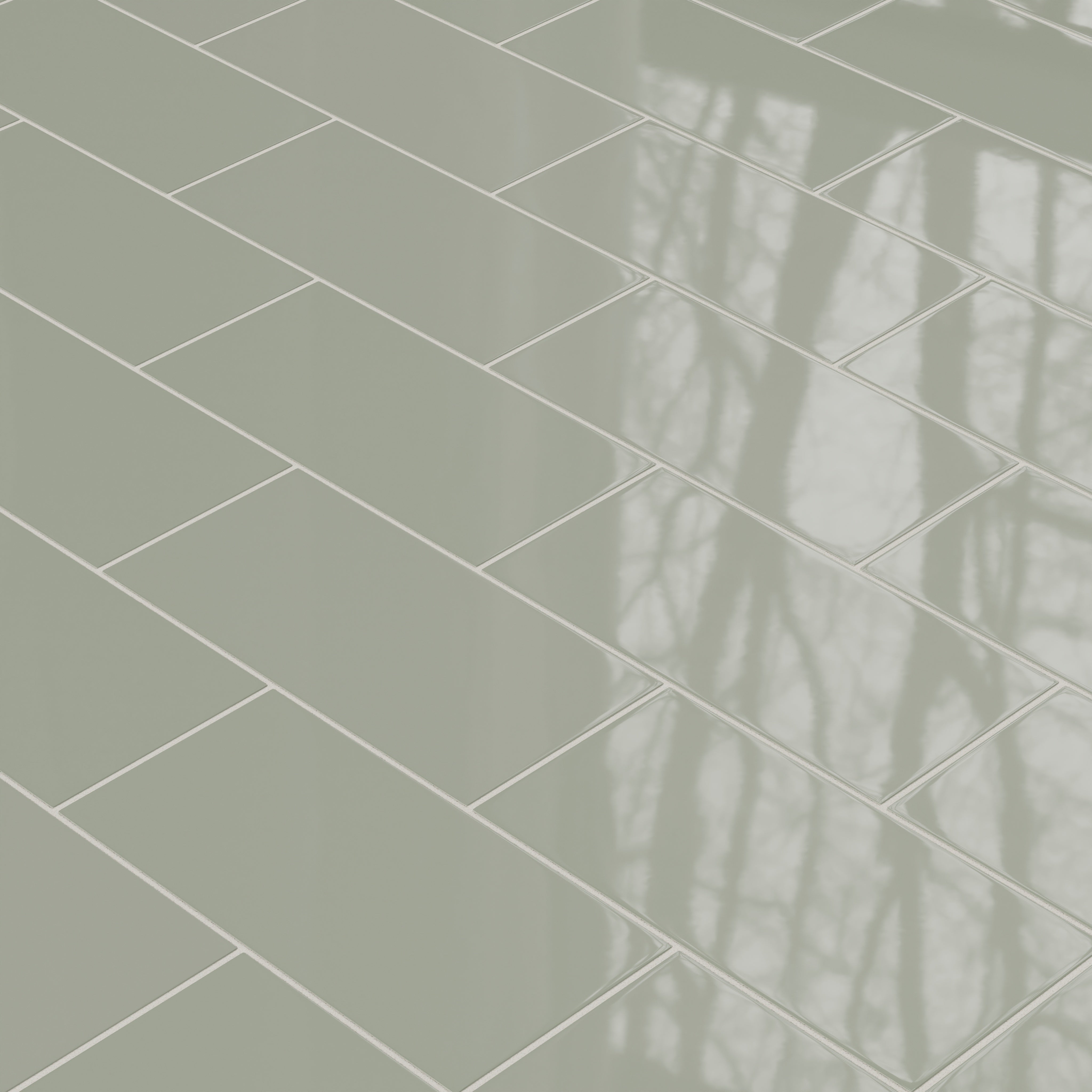 6x12 Natural Press Ceramic Tile in Terre Verte Gloss