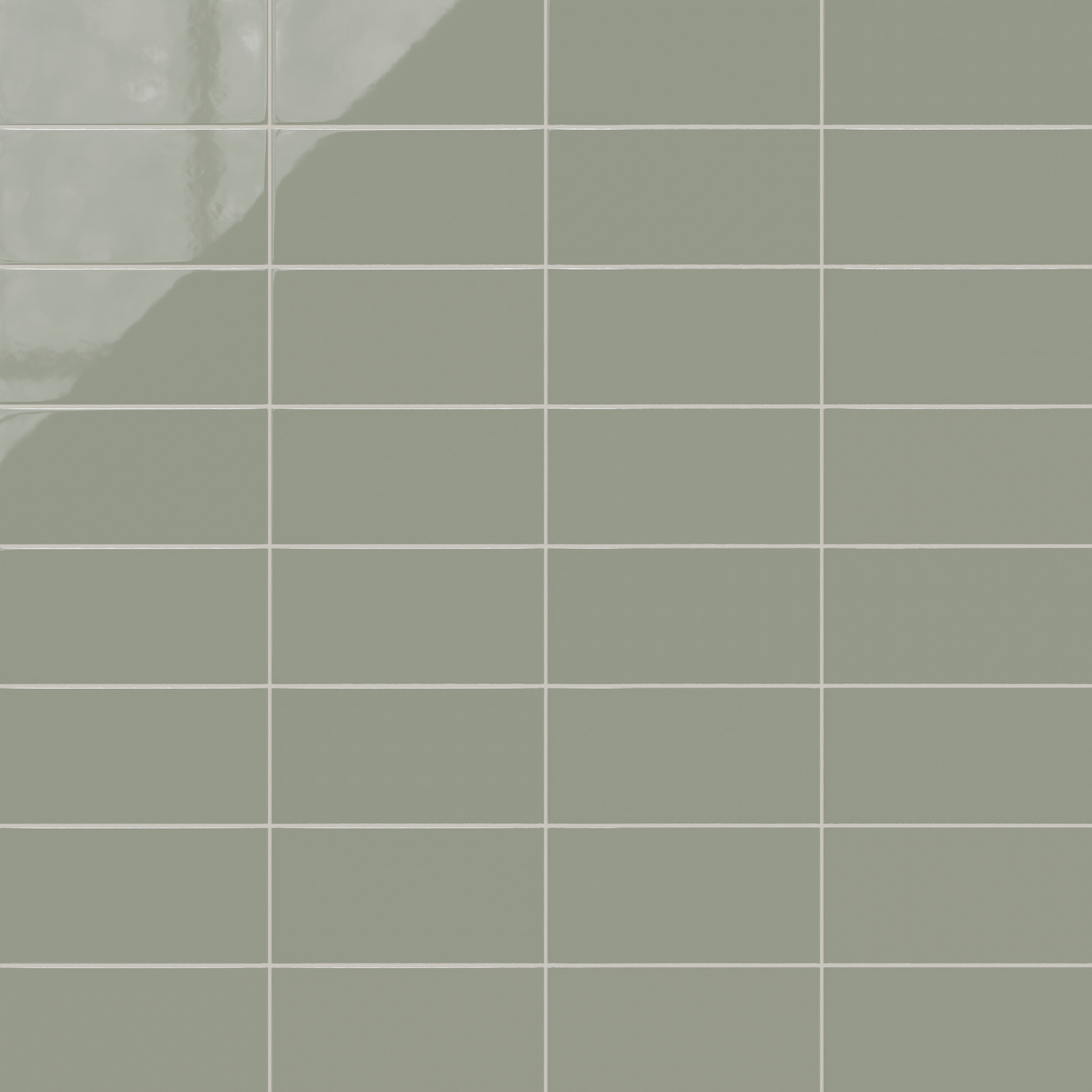 6x12 Natural Press Ceramic Tile in Terre Verte Gloss